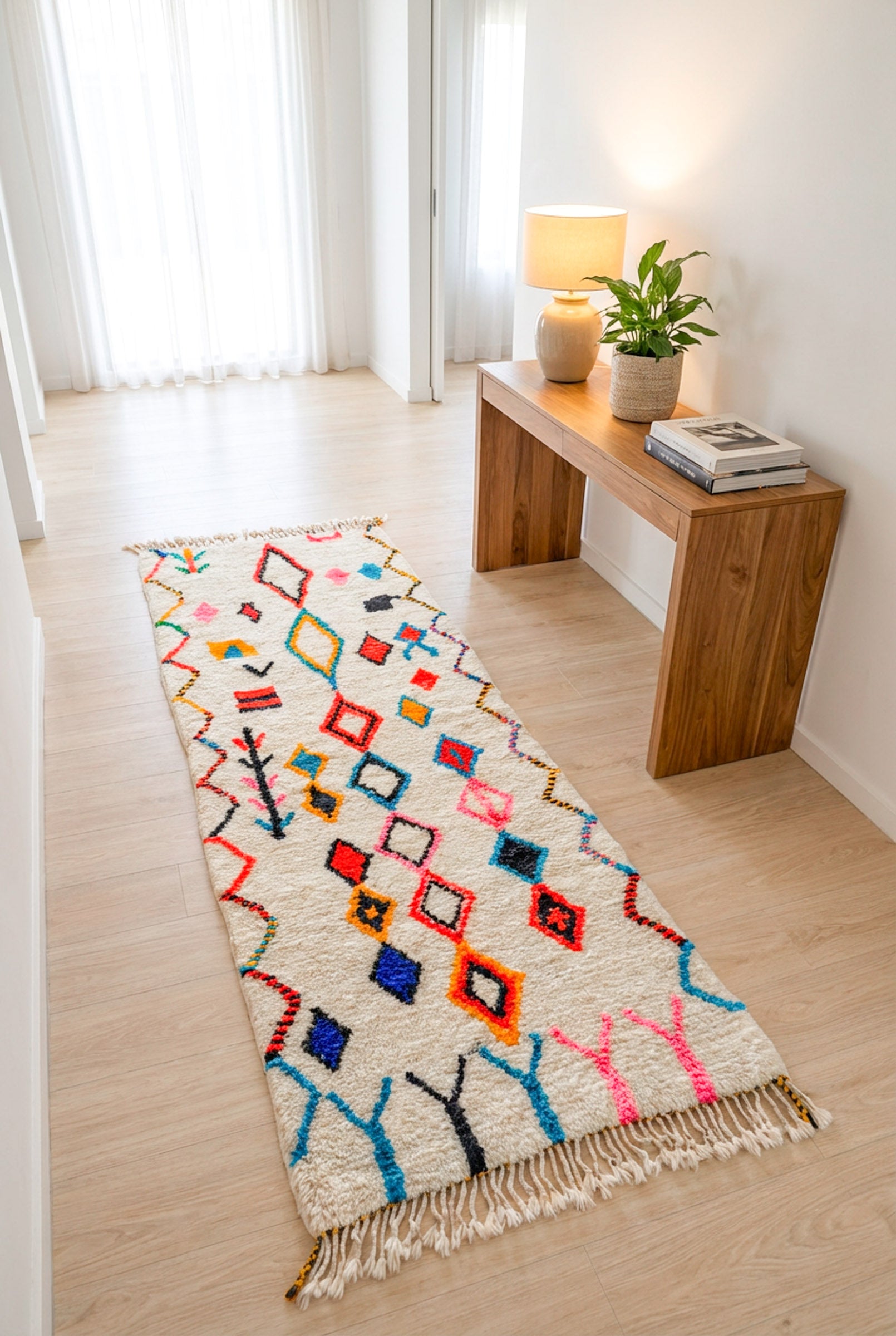 Tapis berbère de couloir coloré - n°1351