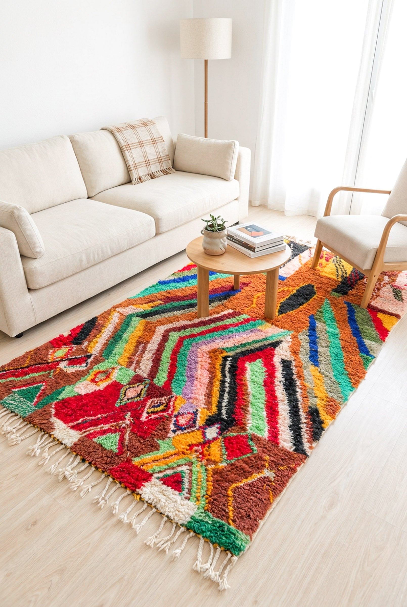 Moroccan 5x8.5 FT Rug Sheep Wool Handmade Boho Artistic Moroccan 5x8.5 FT Rug Sheep Wool Handmade Boho Artistic