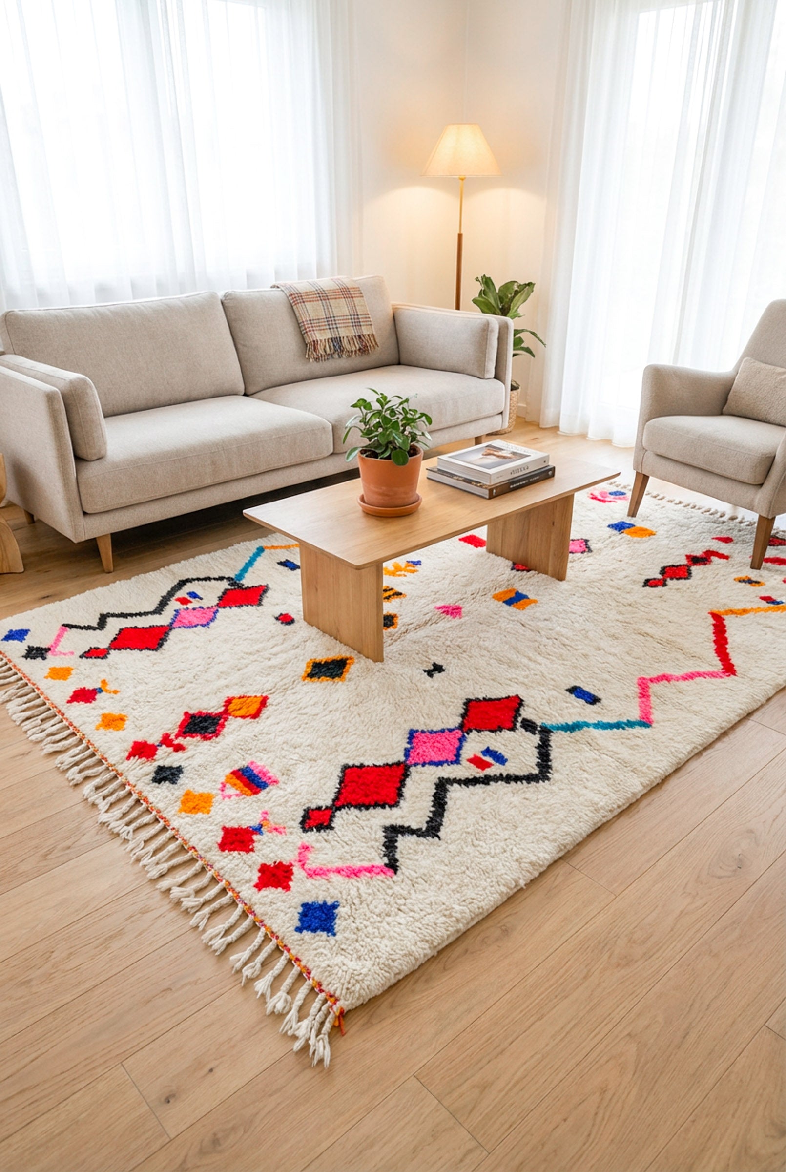 Colorful Berber Rug No. 560 | Handmade Multicolor | Tamazi