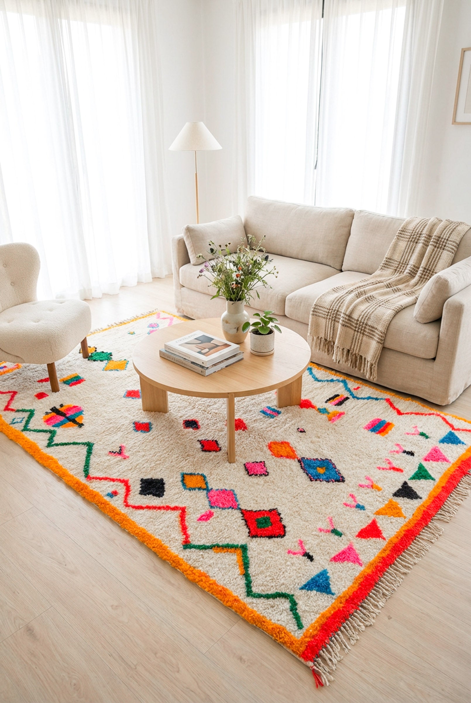 Tapis berbère coloré - n°744