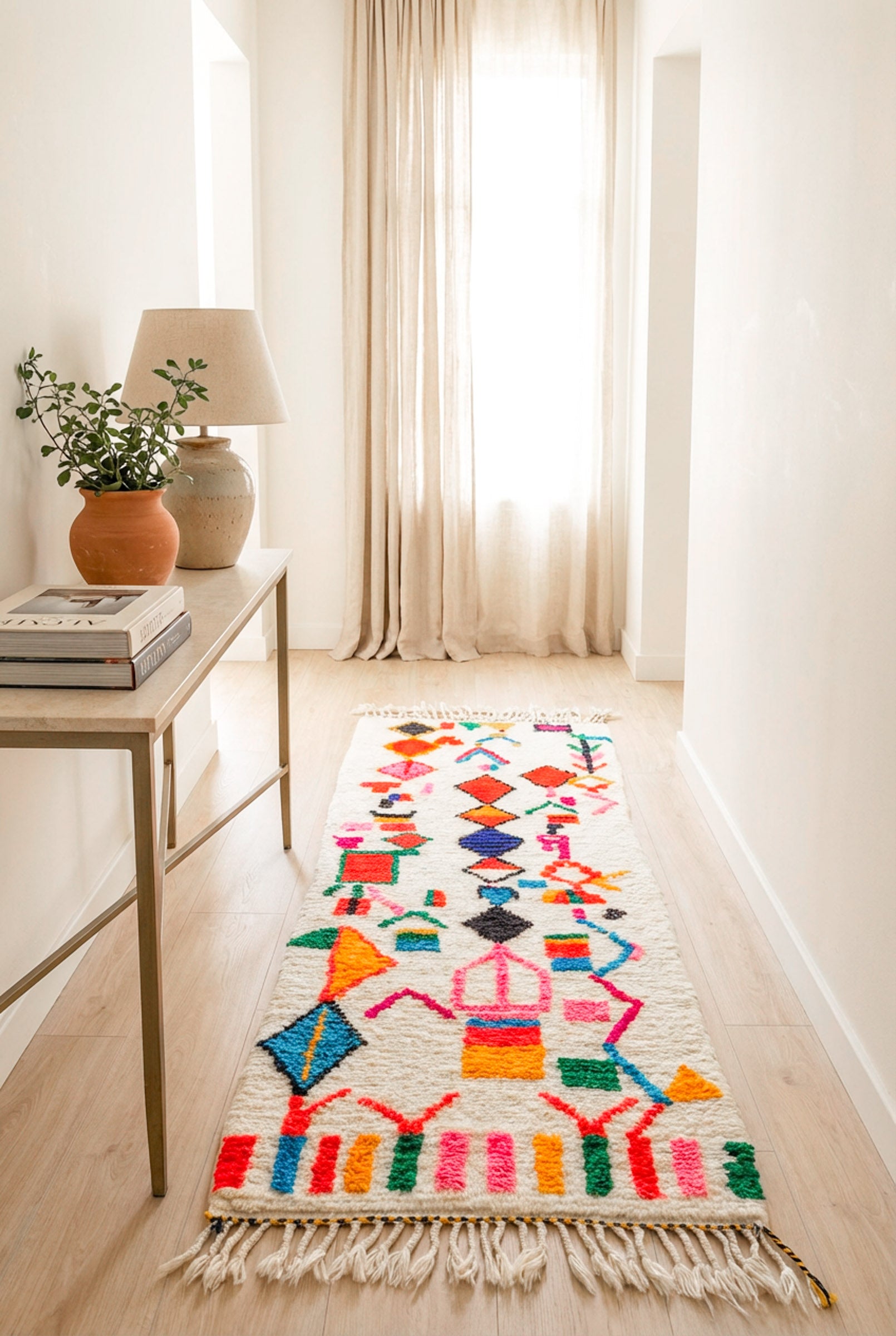 Tapis berbère de couloir coloré - n°814