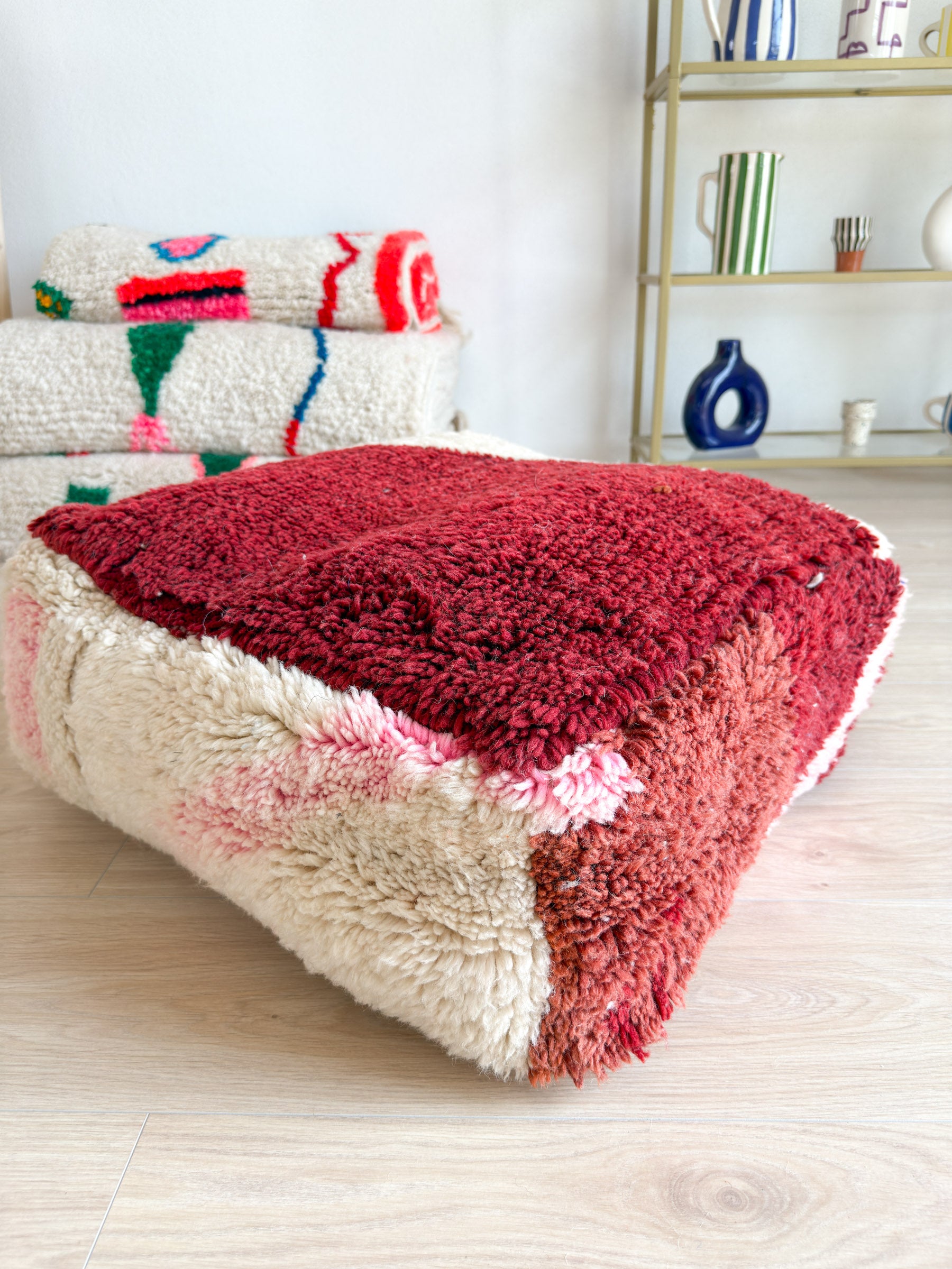 Pouf Marocain, pouf berbère coloré - 60 x 60 cm - n°21