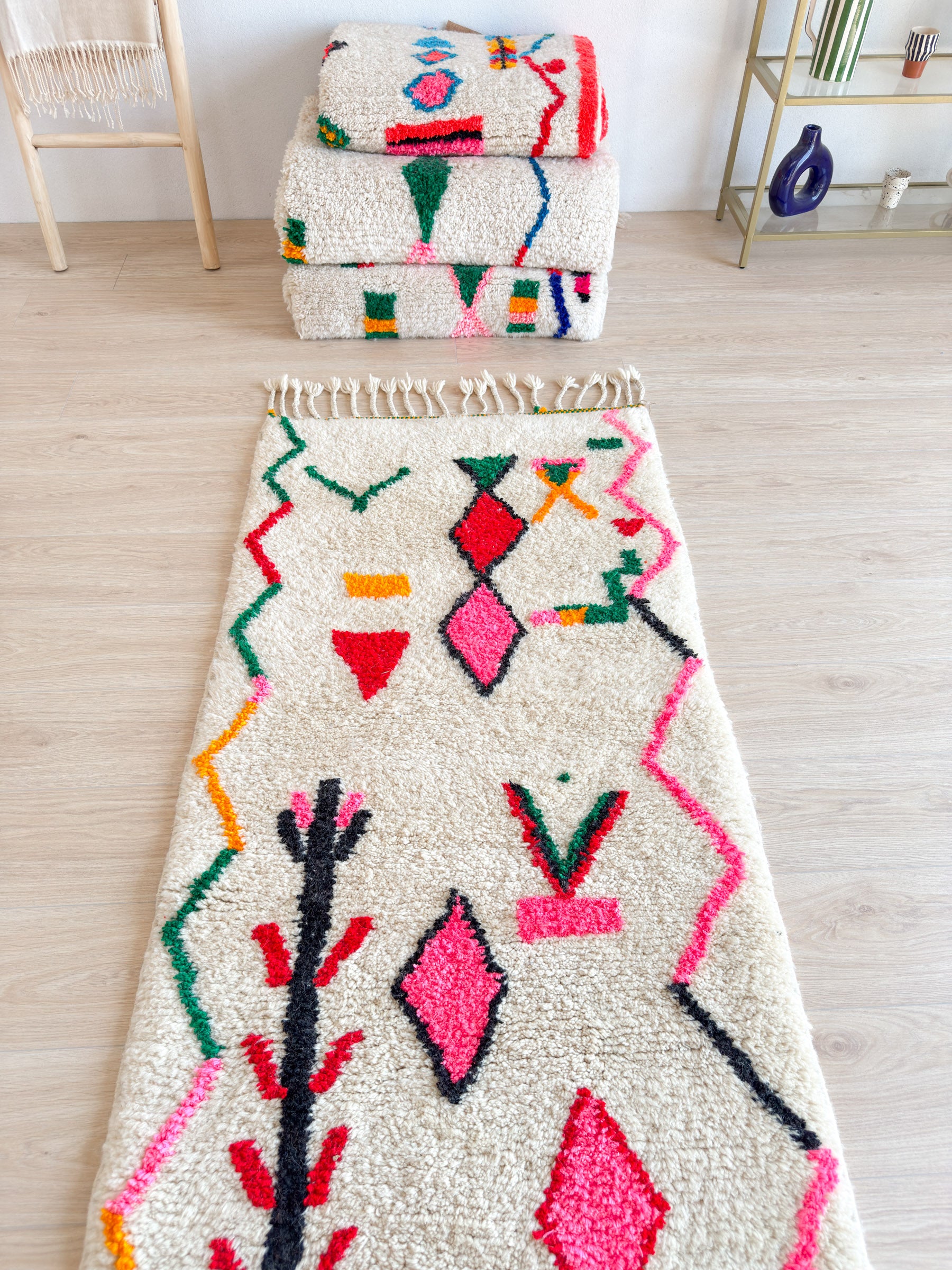 Tapis de couloir berbère coloré 86 x 405 cm - n°2072