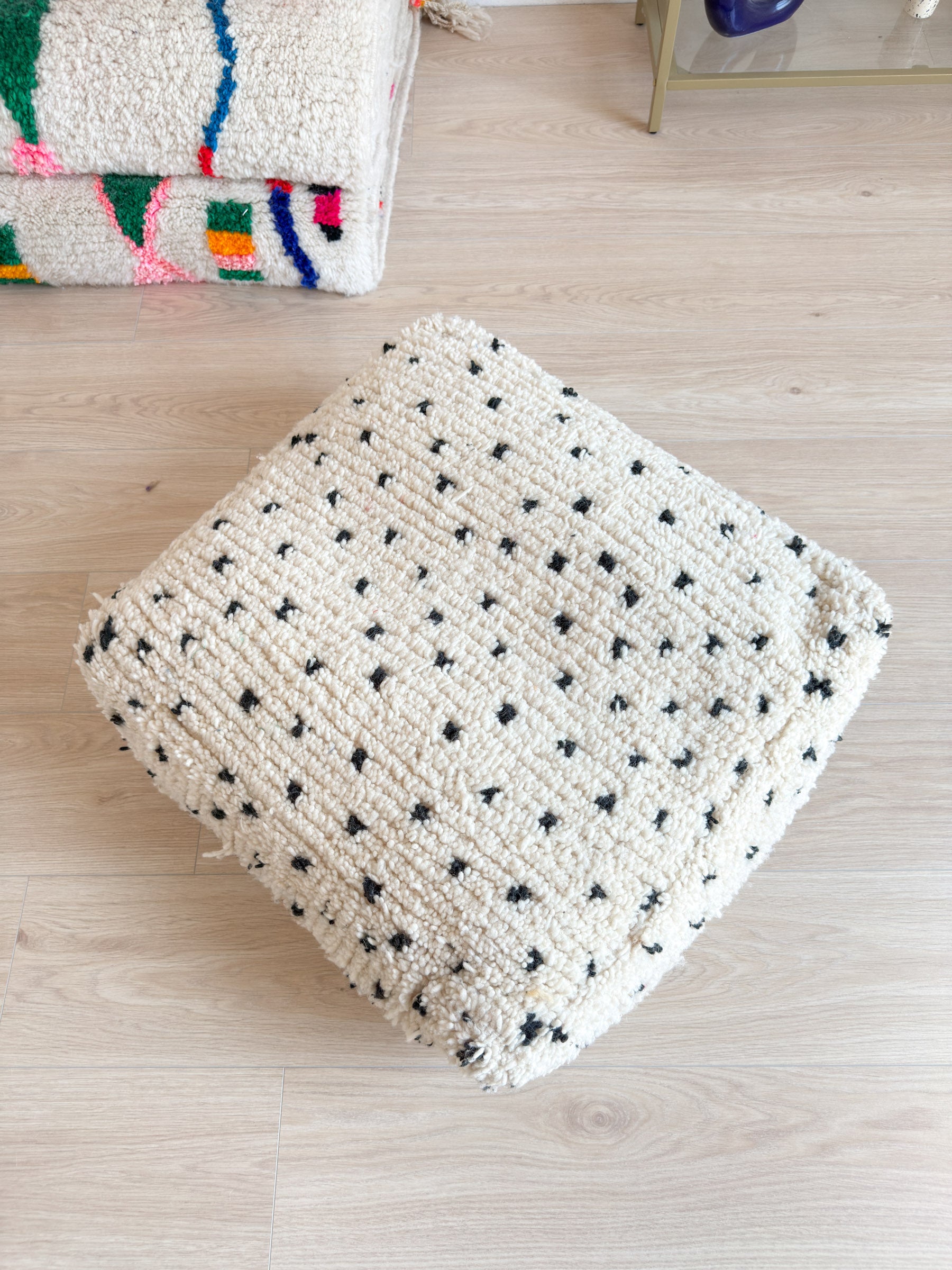 Marokkanischer Pouf, bunter Berber-Pouf - 60 x 60 cm - Nr. 39