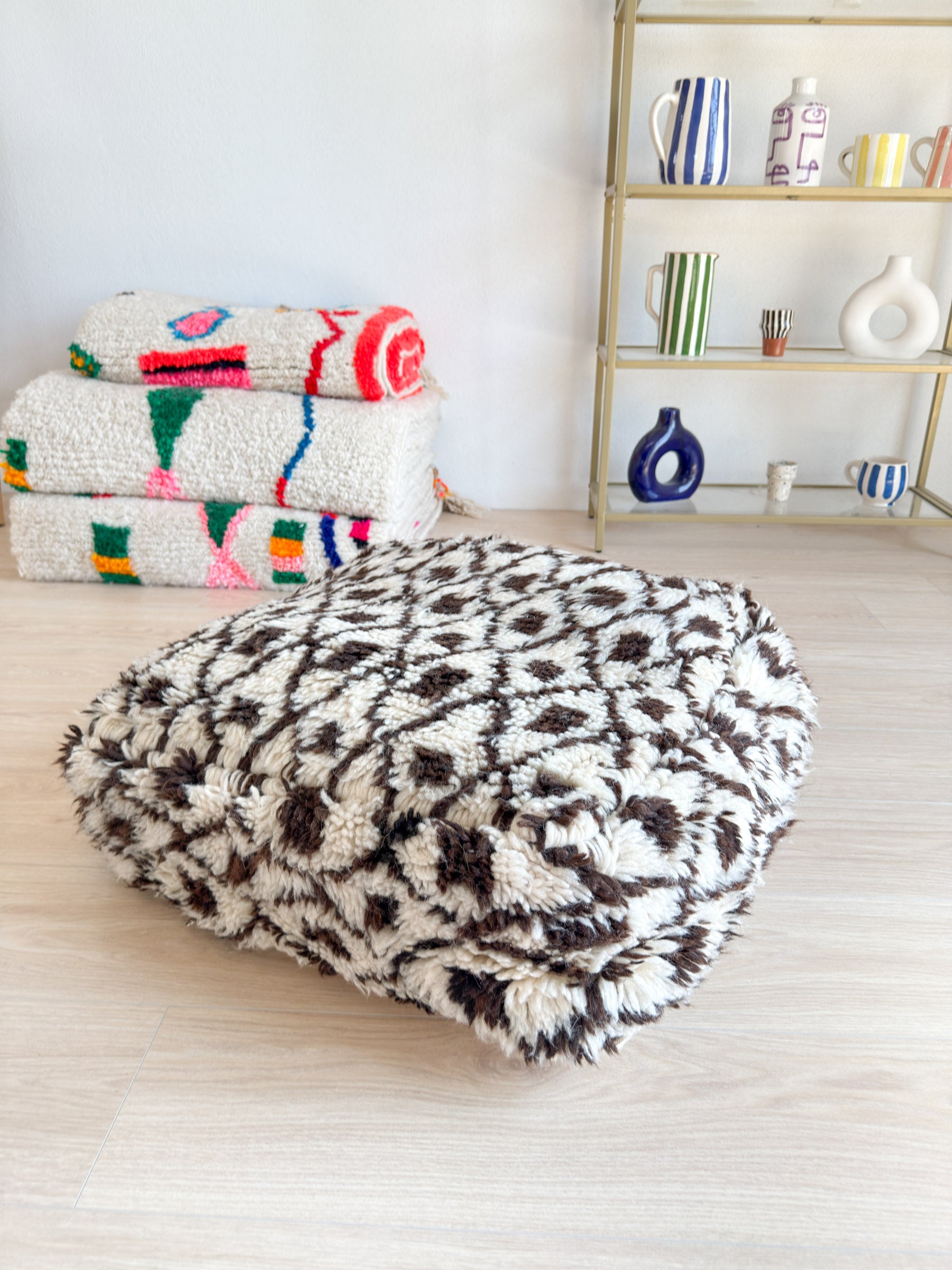 Pouf Marocain, pouf berbère coloré - 60 x 60 cm - n°40