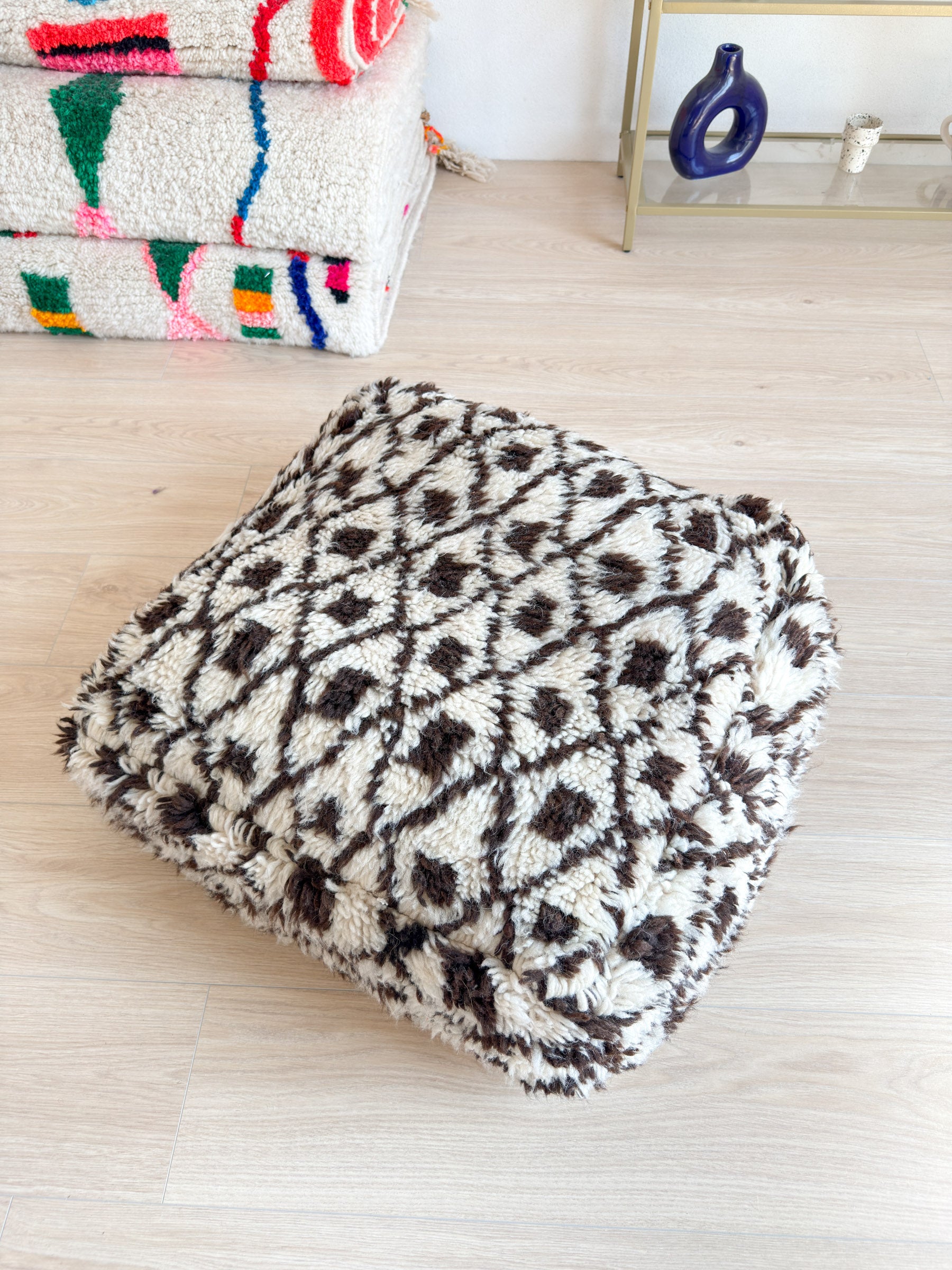 Pouf Marocain, pouf berbère coloré - 60 x 60 cm - n°40