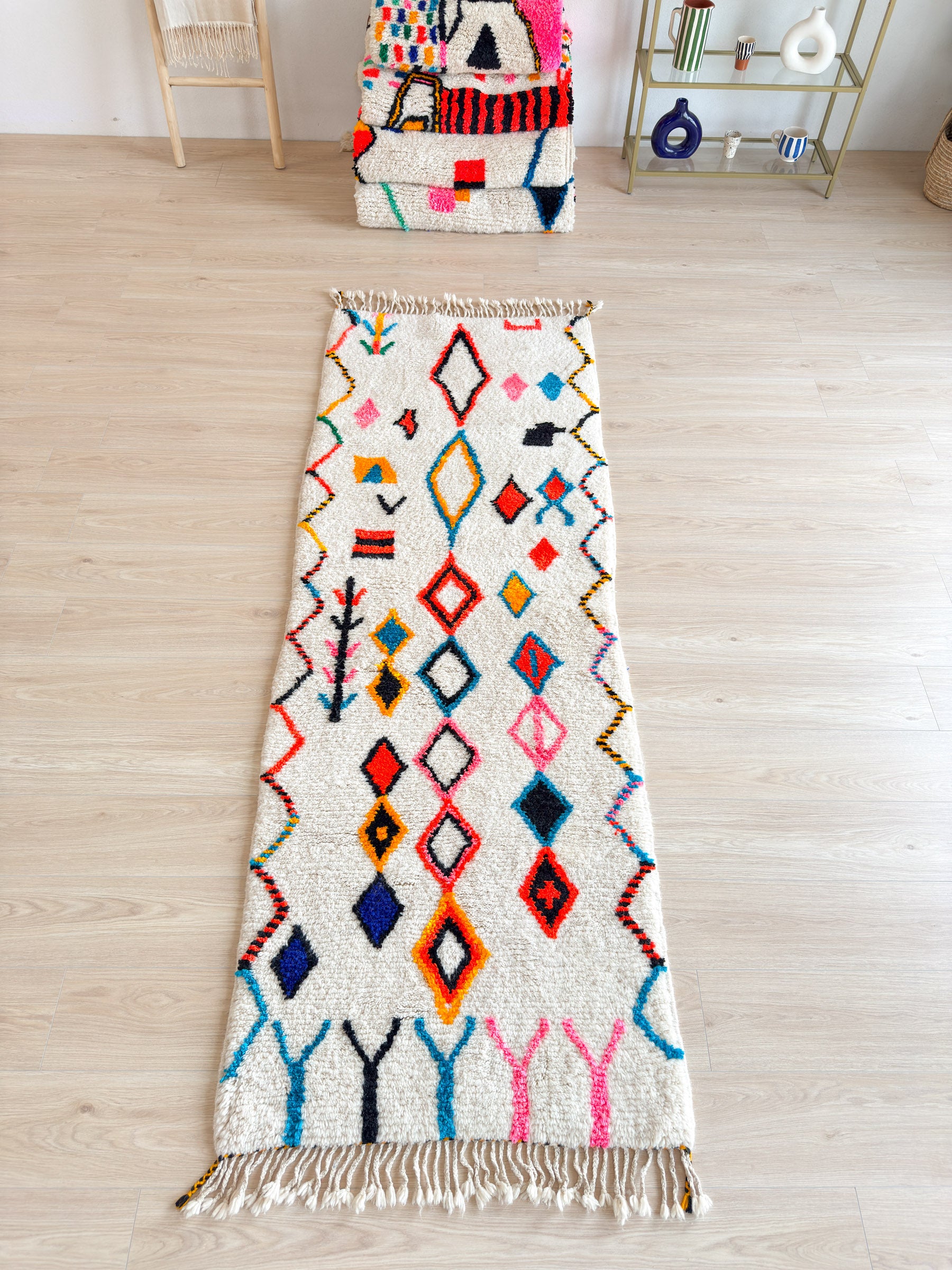 Tapis berbère de couloir coloré - n°1351