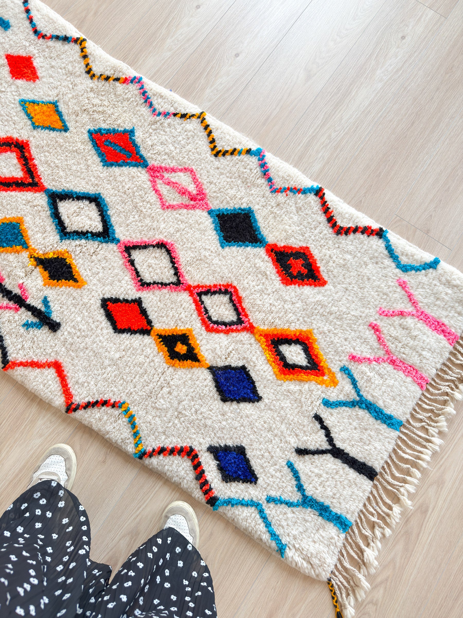 Tapis berbère de couloir coloré - n°1351