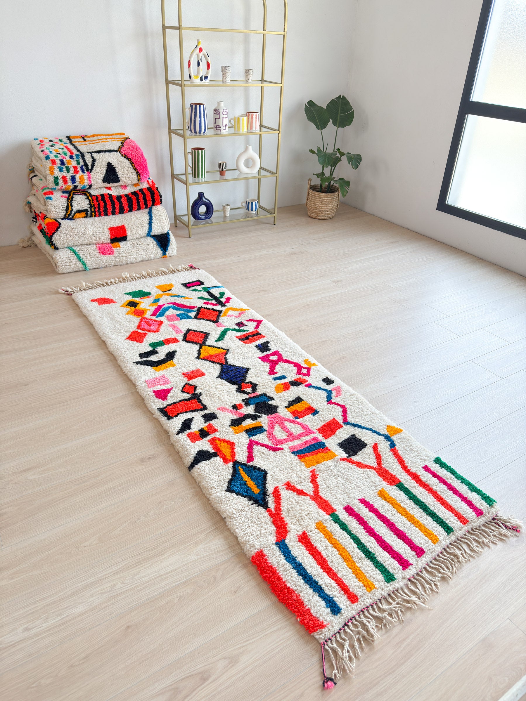 Colorful Berber hallway rug - n°814
