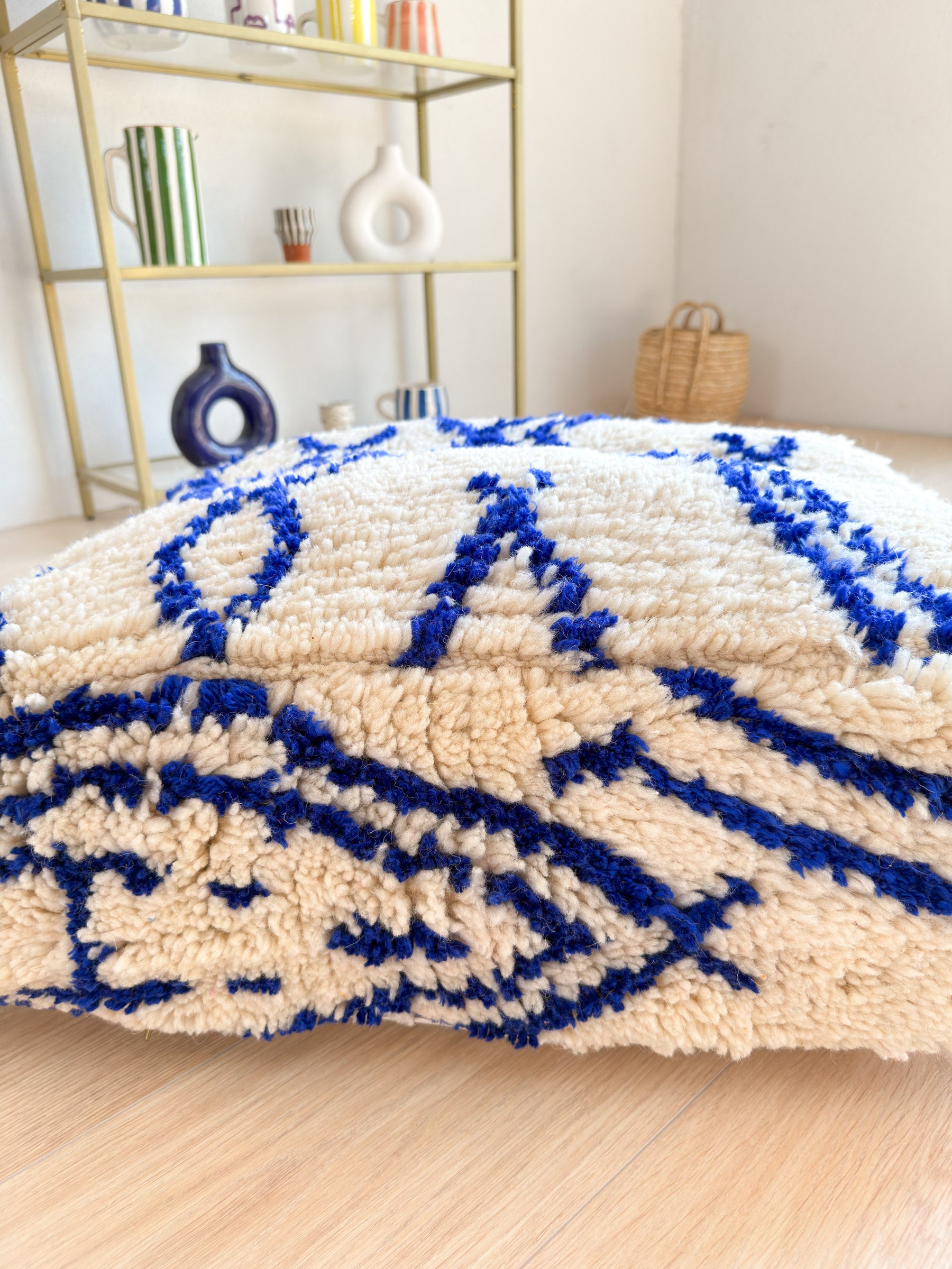 Moroccan pouf, colorful Berber pouf - 60 x 60 cm - n°44