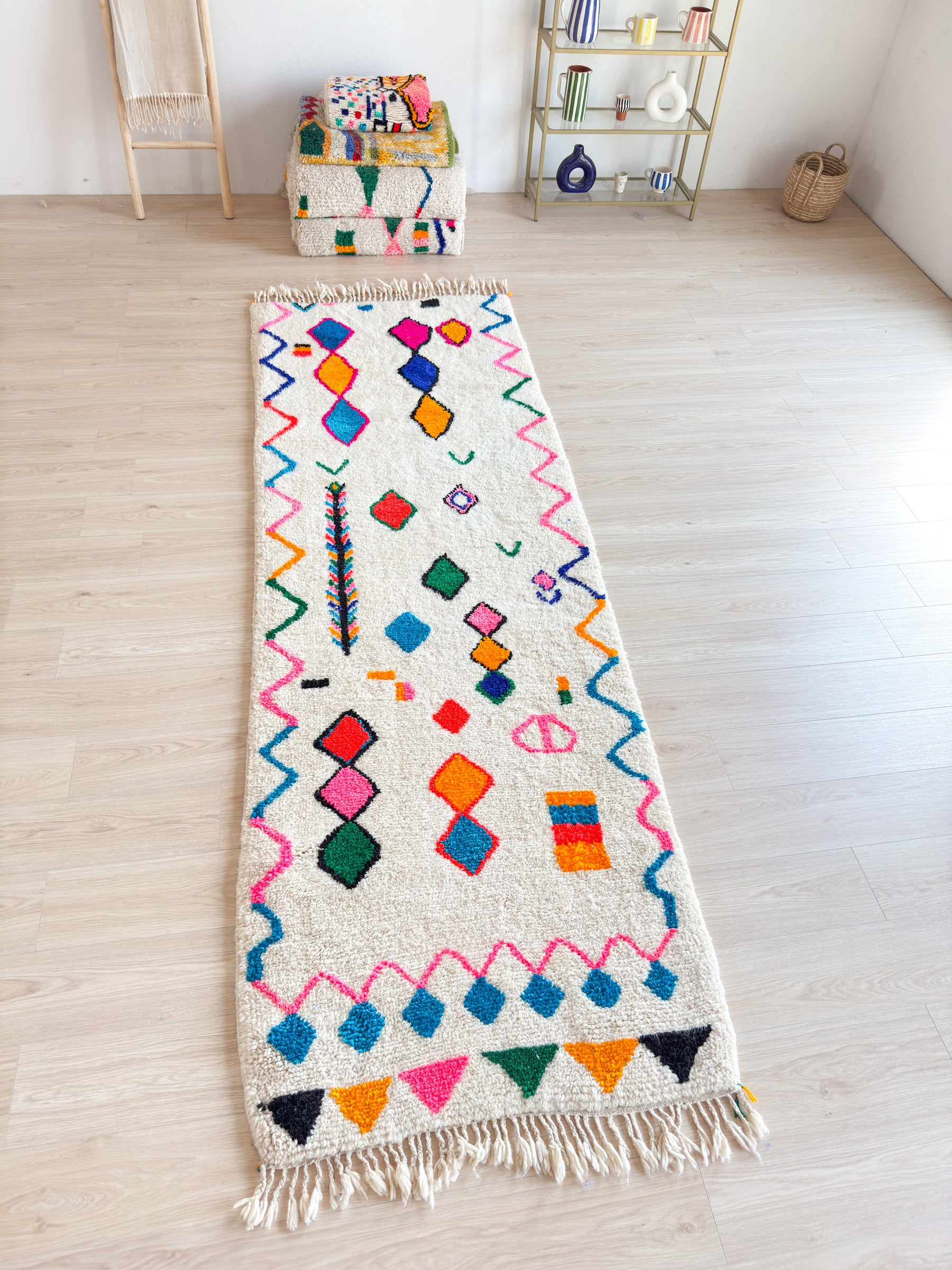Farbenfroher Berber-Läuferteppich 108 x 347 cm - Nr. 2235