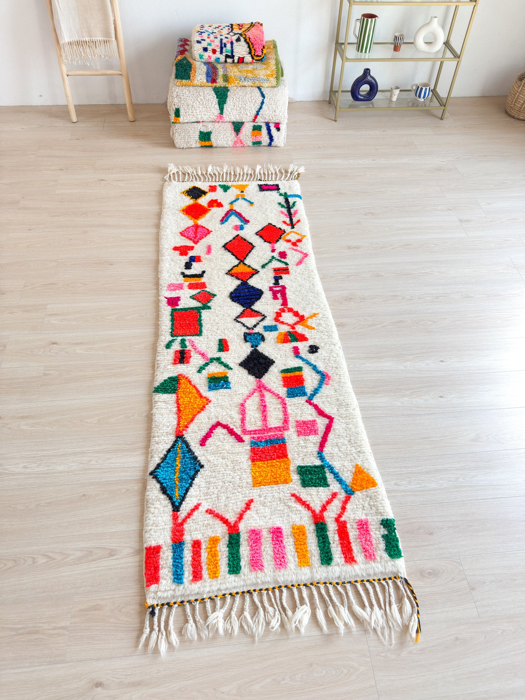 Tapis berbère de couloir coloré - n°814