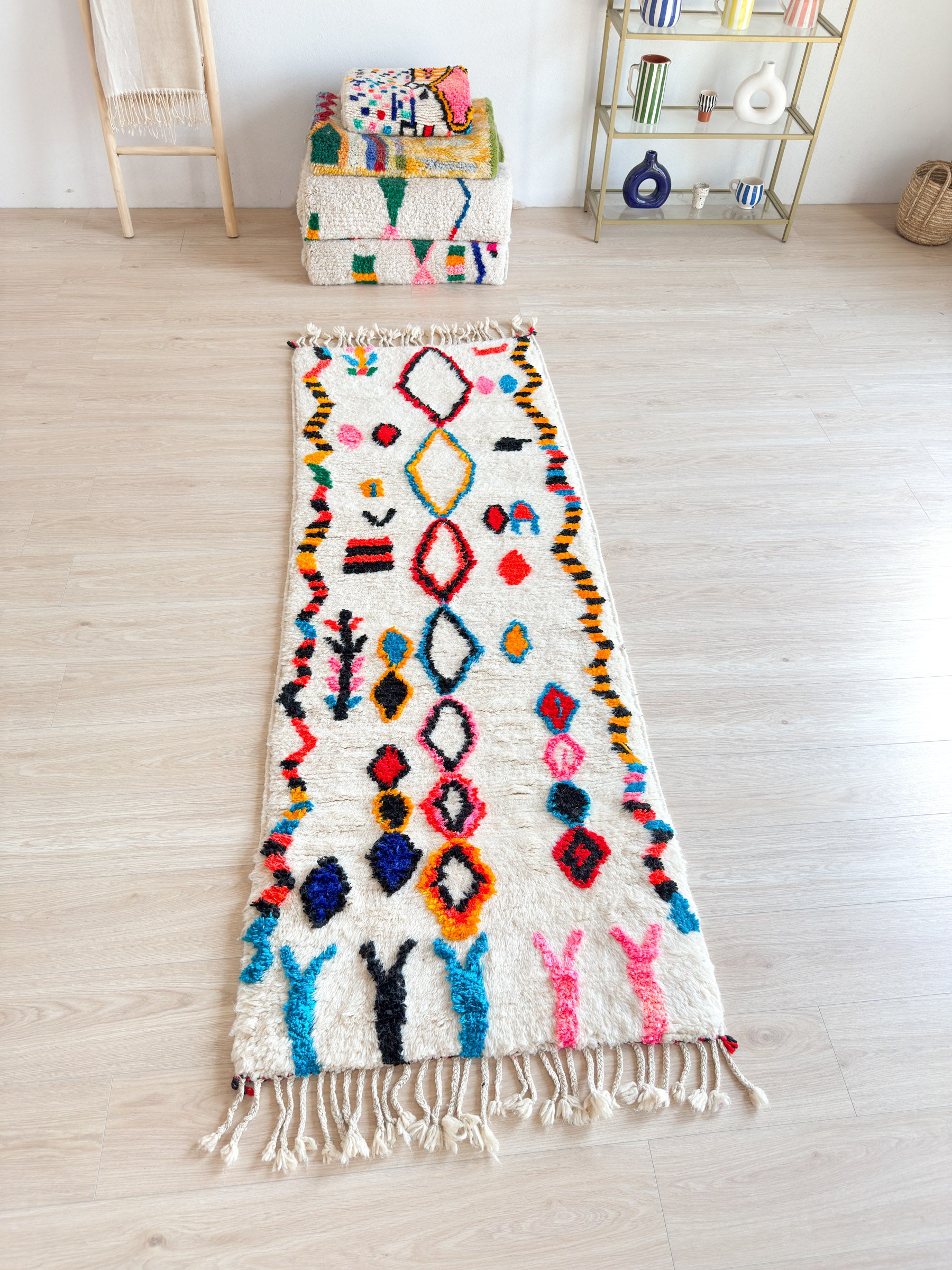 Farbenfroher Berber-Läuferteppich 86 x 256 cm - Nr. 2223