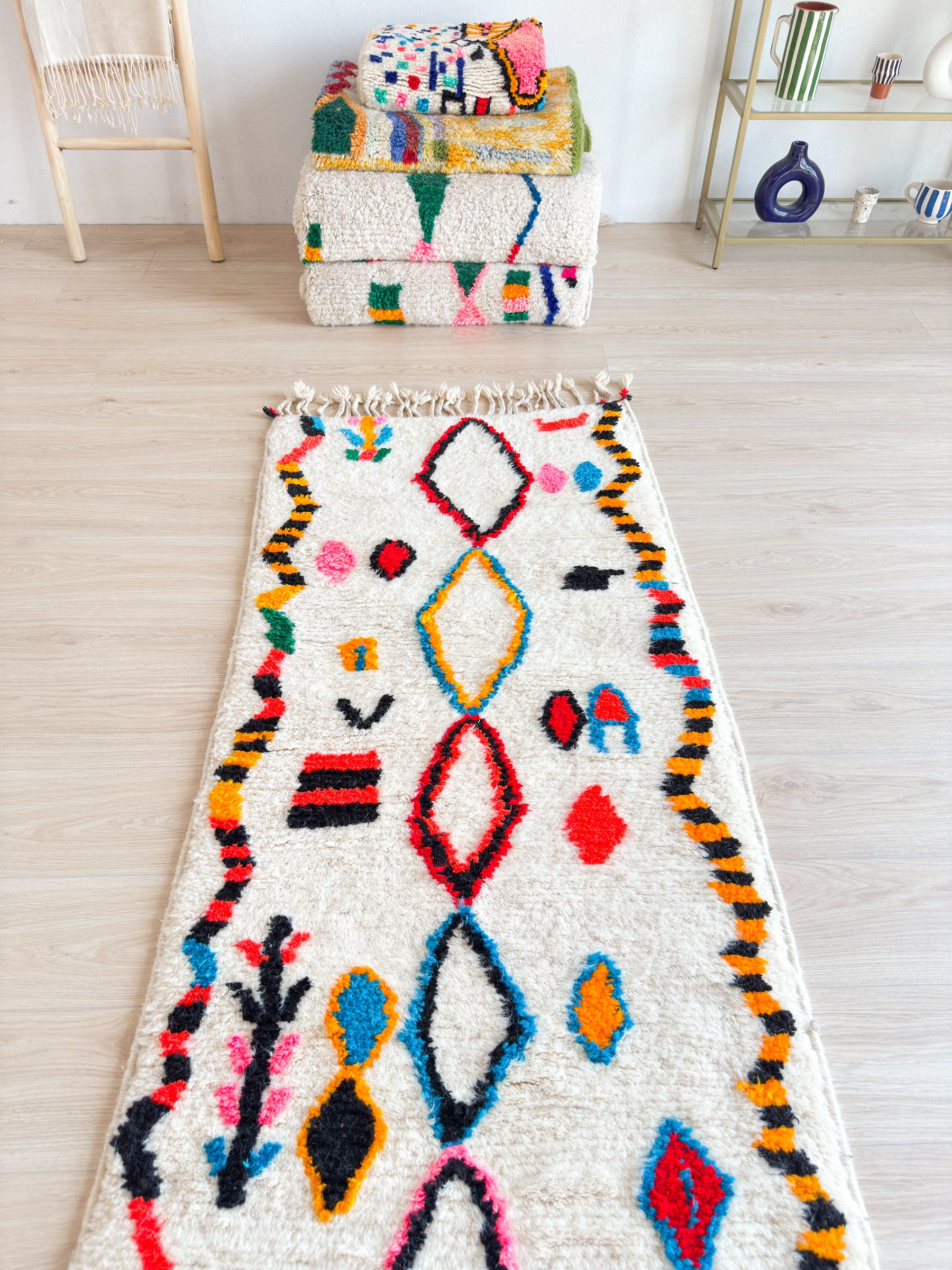 Farbenfroher Berber-Läuferteppich 86 x 256 cm - Nr. 2223