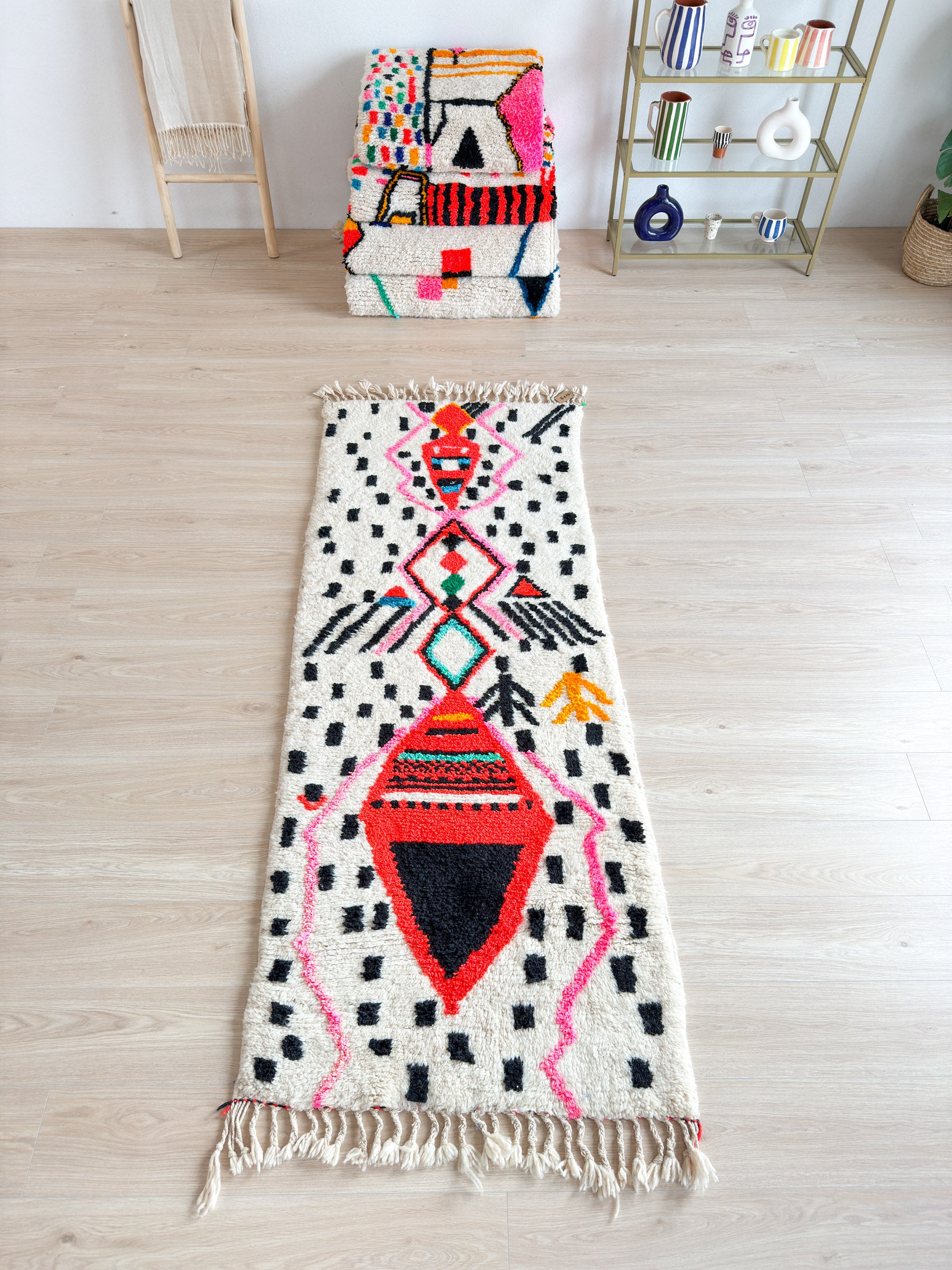 Colorful Berber hallway rug 89 x 243 cm - n°1479