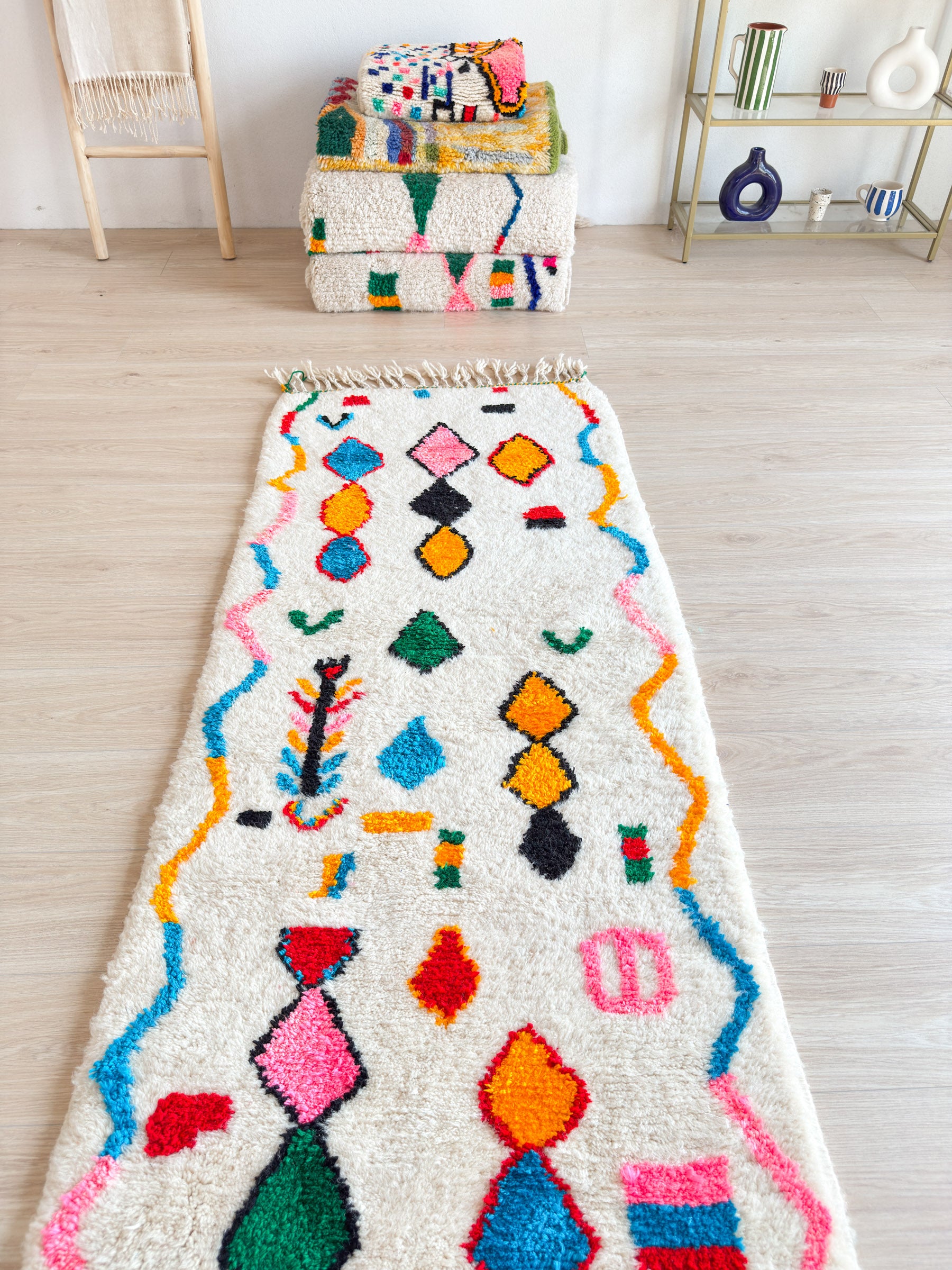 Farbenfroher Berber-Läuferteppich 90 x 295 cm - Nr. 2237