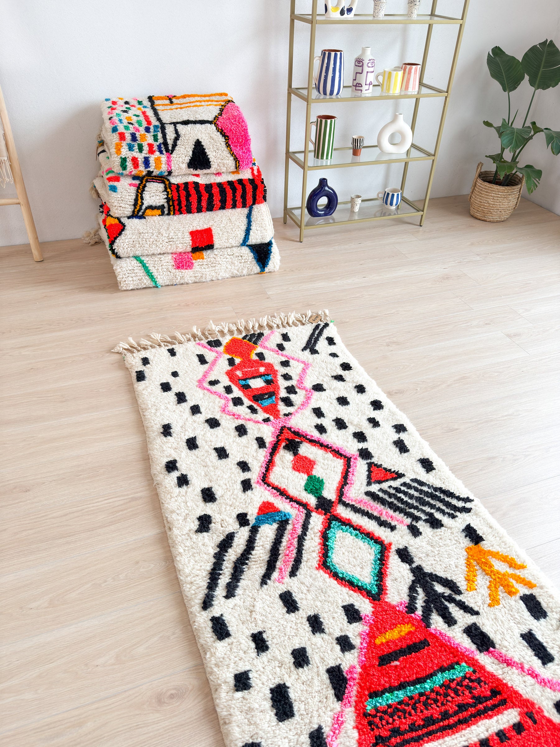 Colorful Berber hallway rug 89 x 243 cm - n°1479