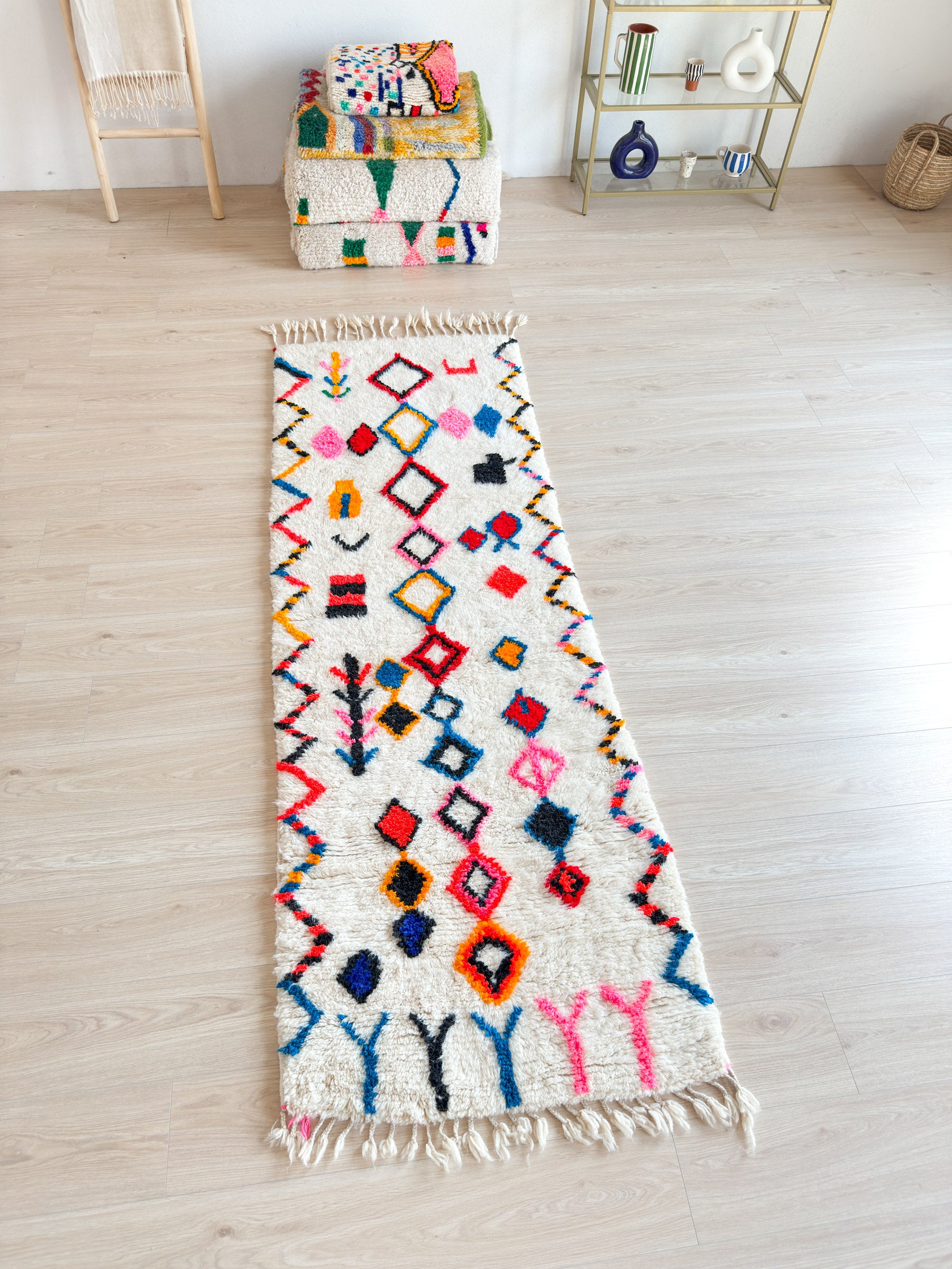 Colorful Berber runner rug 85 x 260 cm - no. 1960