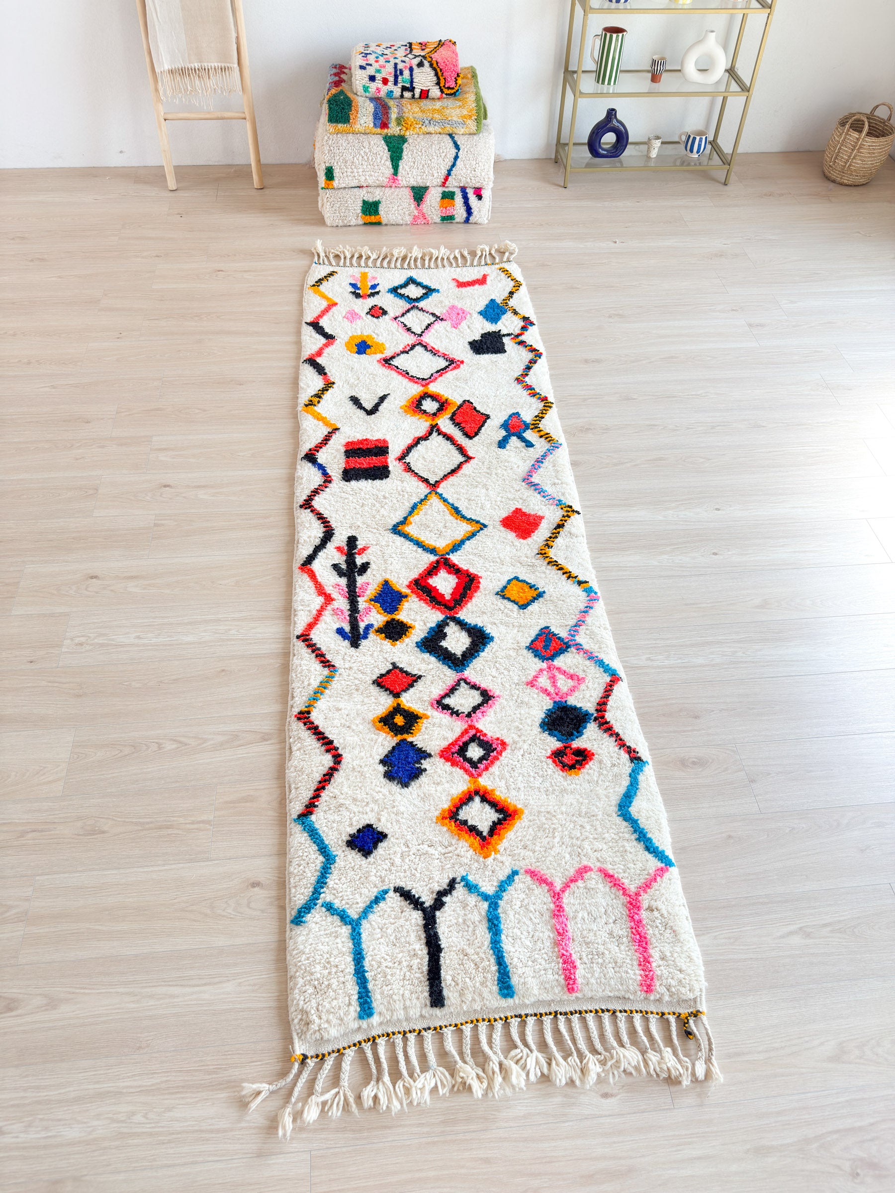Tapis de couloir berbère coloré 89 x 324 cm - n°2243