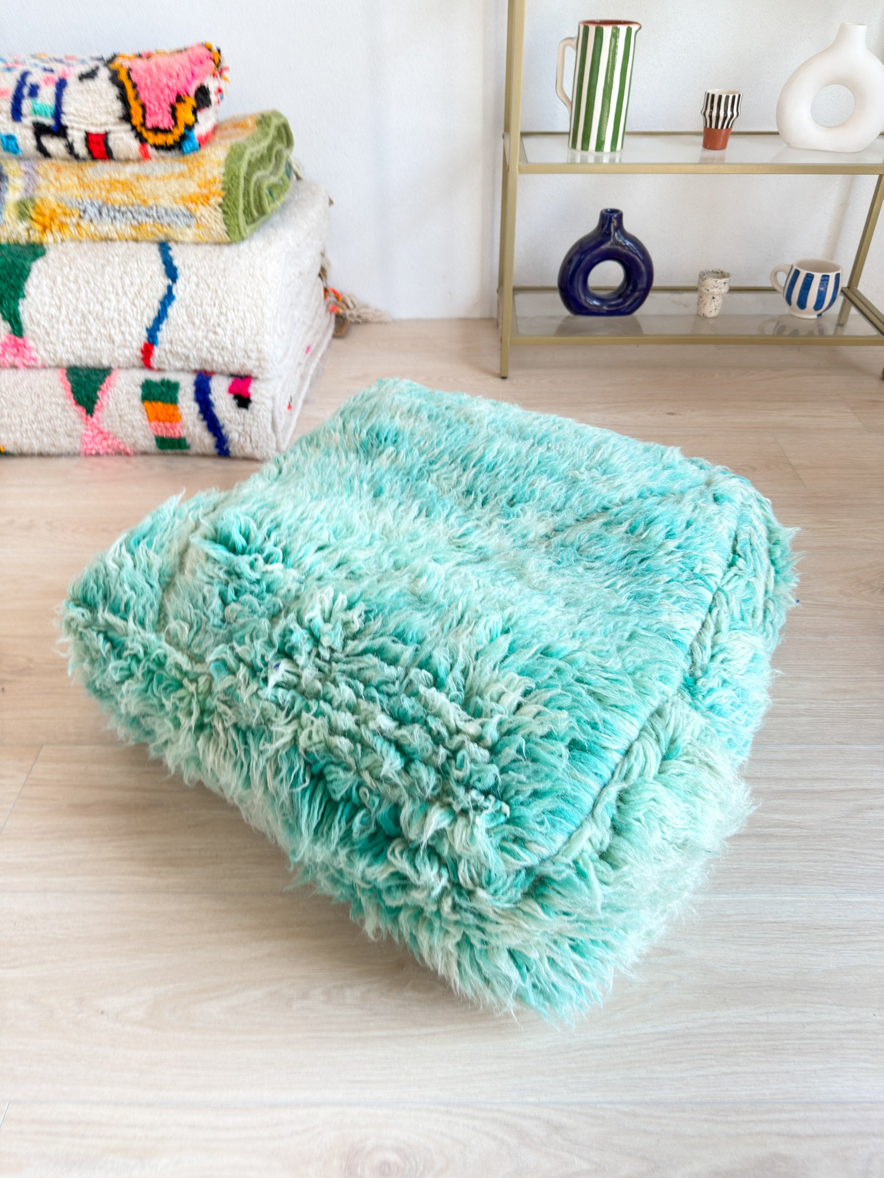 Marokkanischer Pouf, bunter Berber-Pouf - 60 x 60 cm - Nr. 42