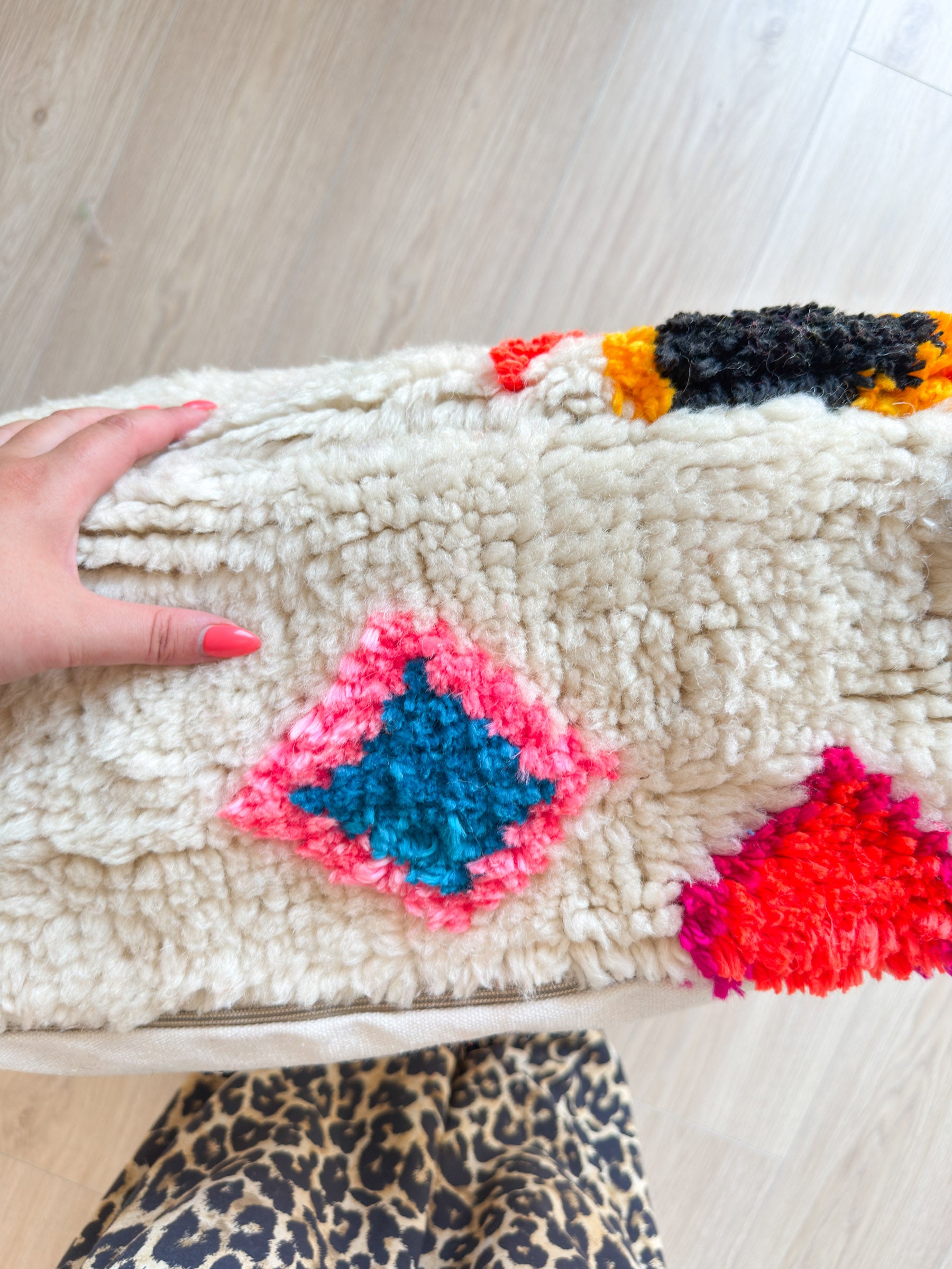 Moroccan pouf, colorful Berber pouf - 60 x 60 cm - n°51