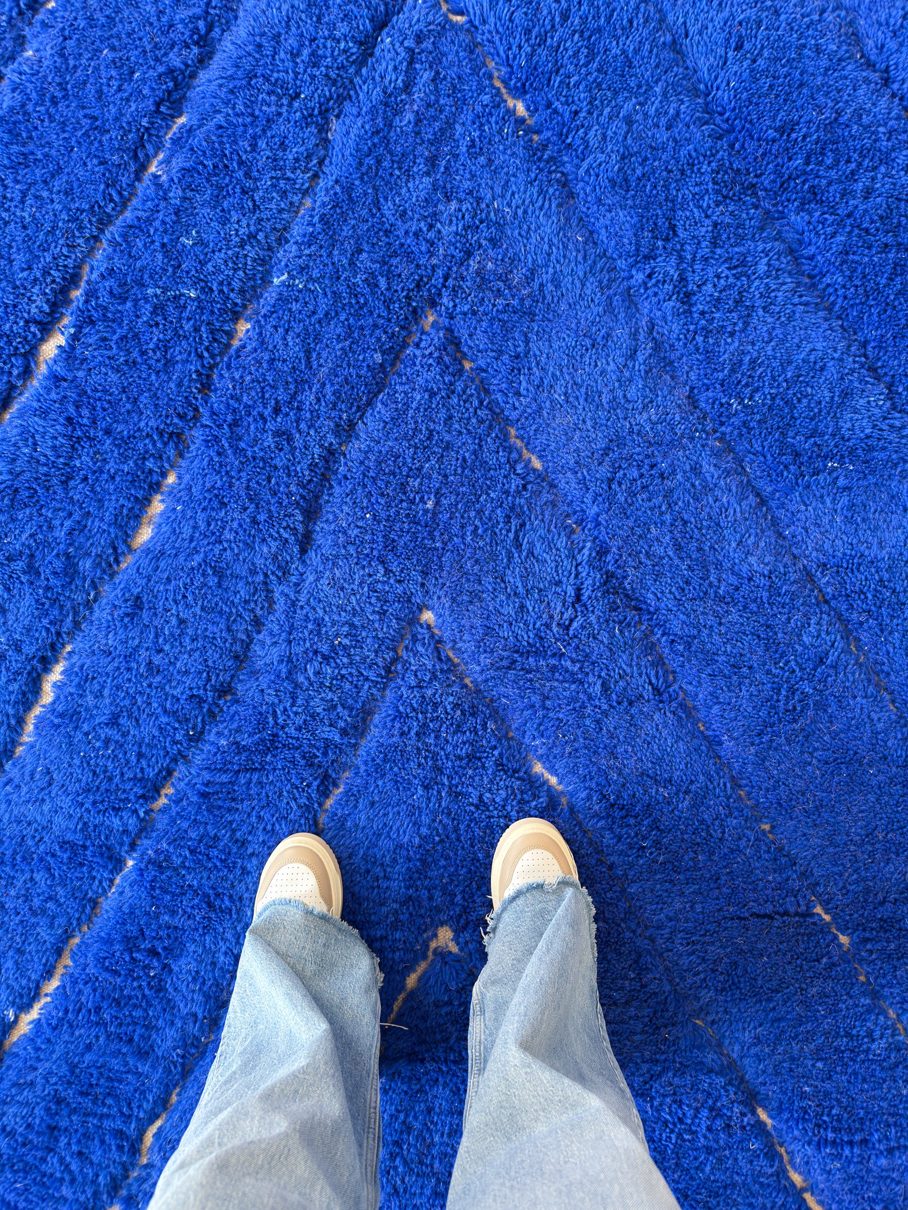 Majorelle blue Berber rug, colorful Beni Ouarain - n°682
