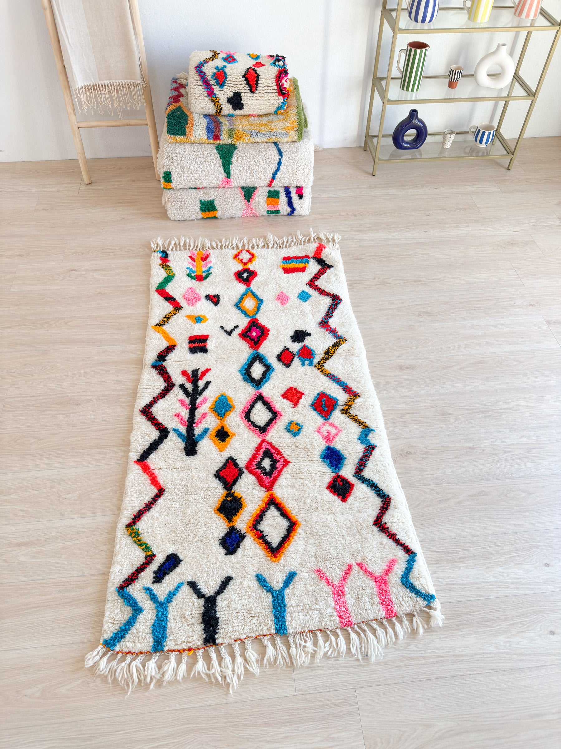 Colorful Berber rug 93 x 195 cm - n°2330