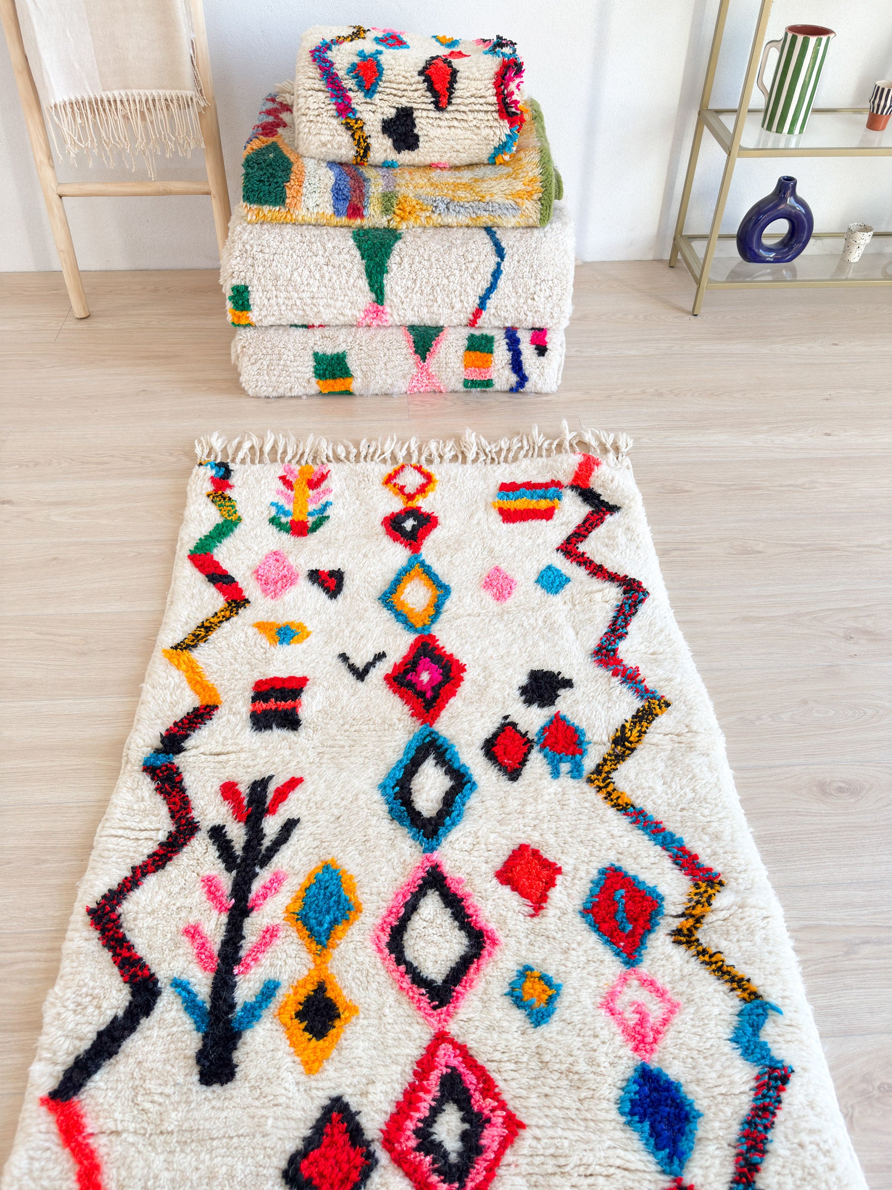 Colorful Berber rug 93 x 195 cm - n°2330