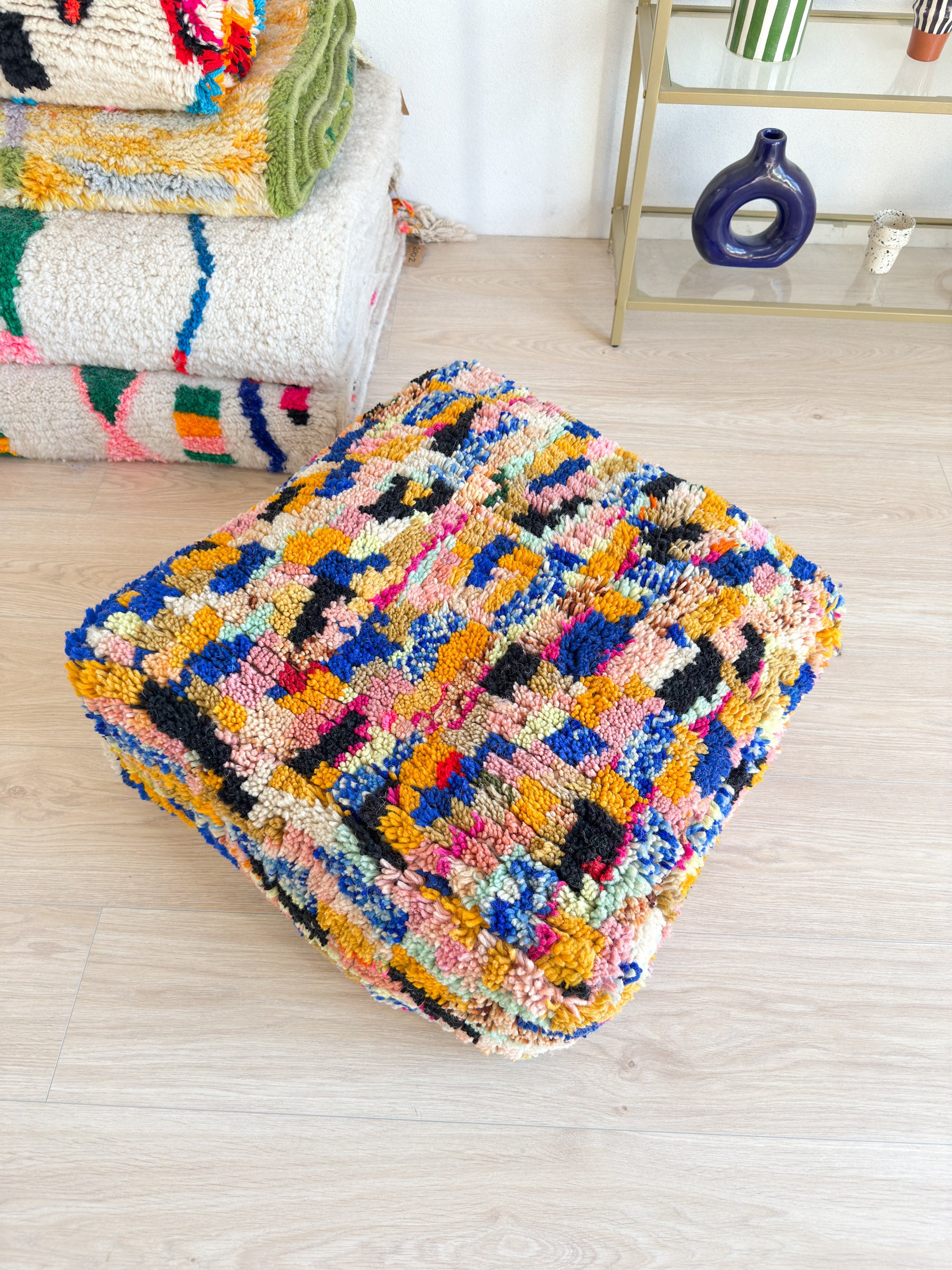 Pouf Marocain, pouf berbère coloré - 60 x 60 cm - n°66