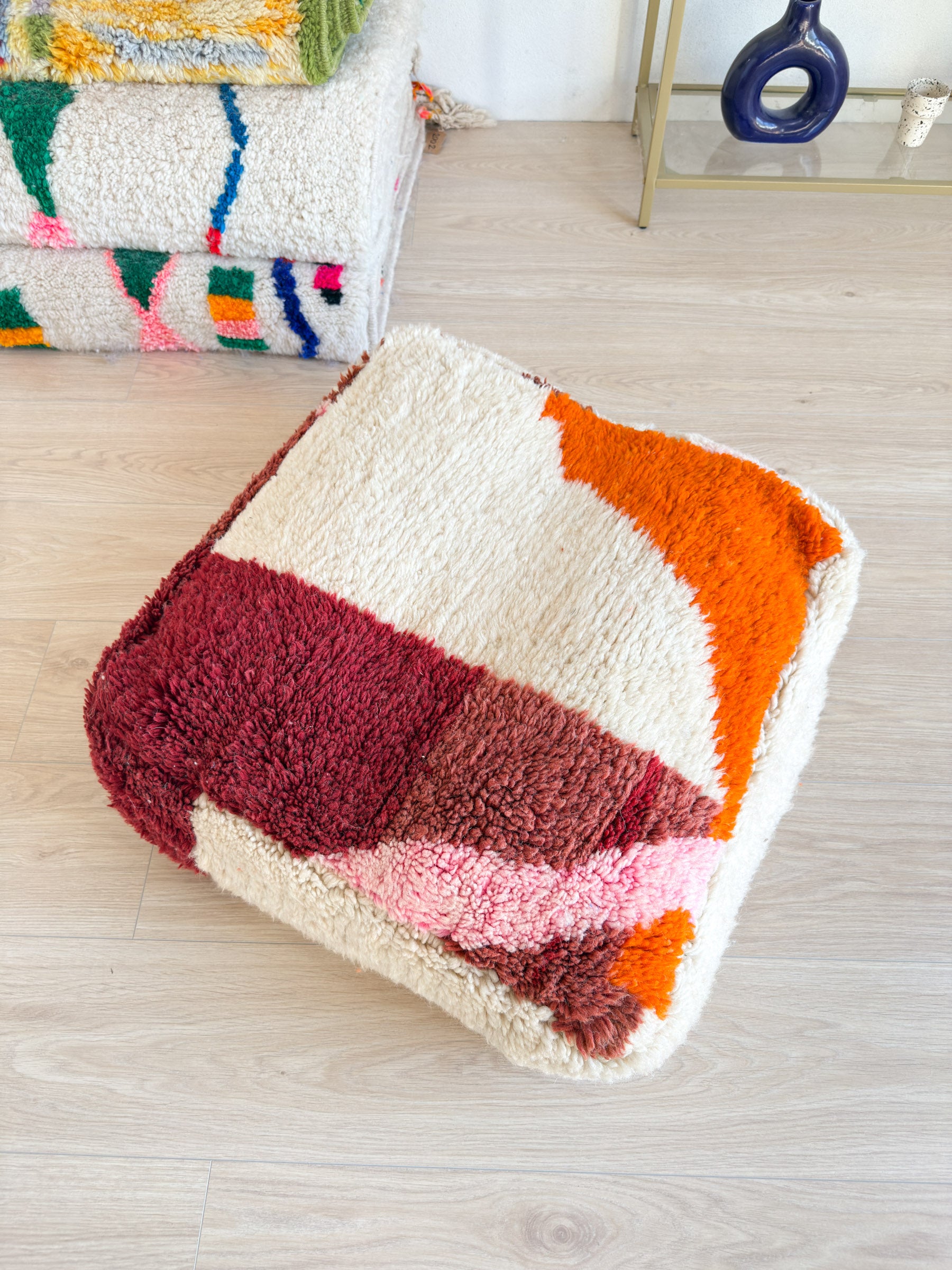 Marokkanischer Pouf, bunter Berber-Pouf - 60 x 60 cm - Nr. 31