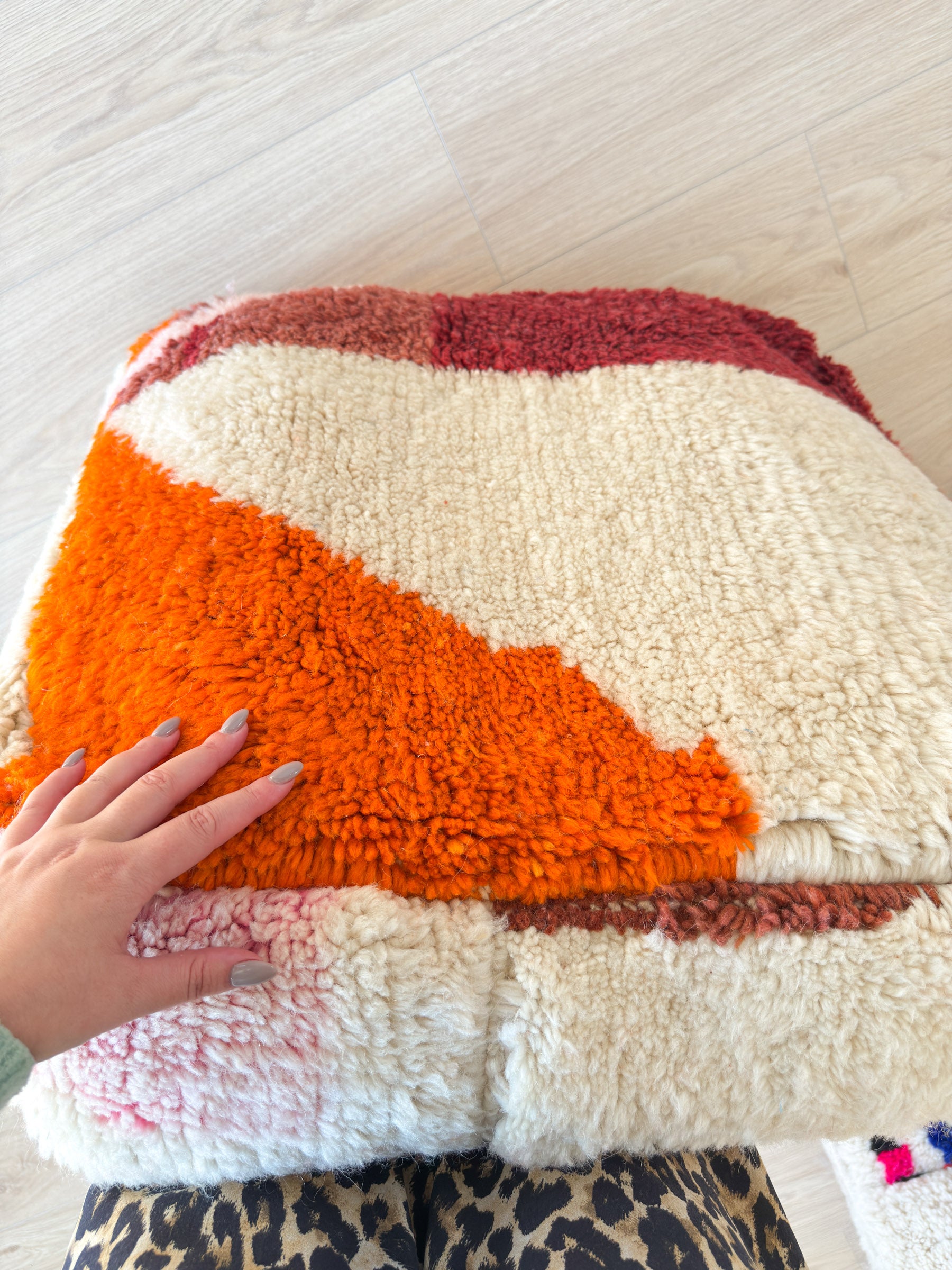 Marokkanischer Pouf, bunter Berber-Pouf - 60 x 60 cm - Nr. 31
