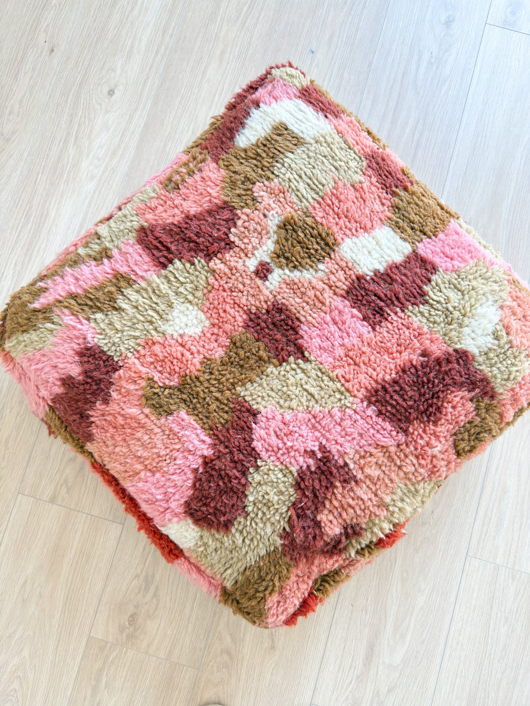 Marokkanischer Pouf, bunter Berber-Pouf - 60 x 60 cm - Nr. 25