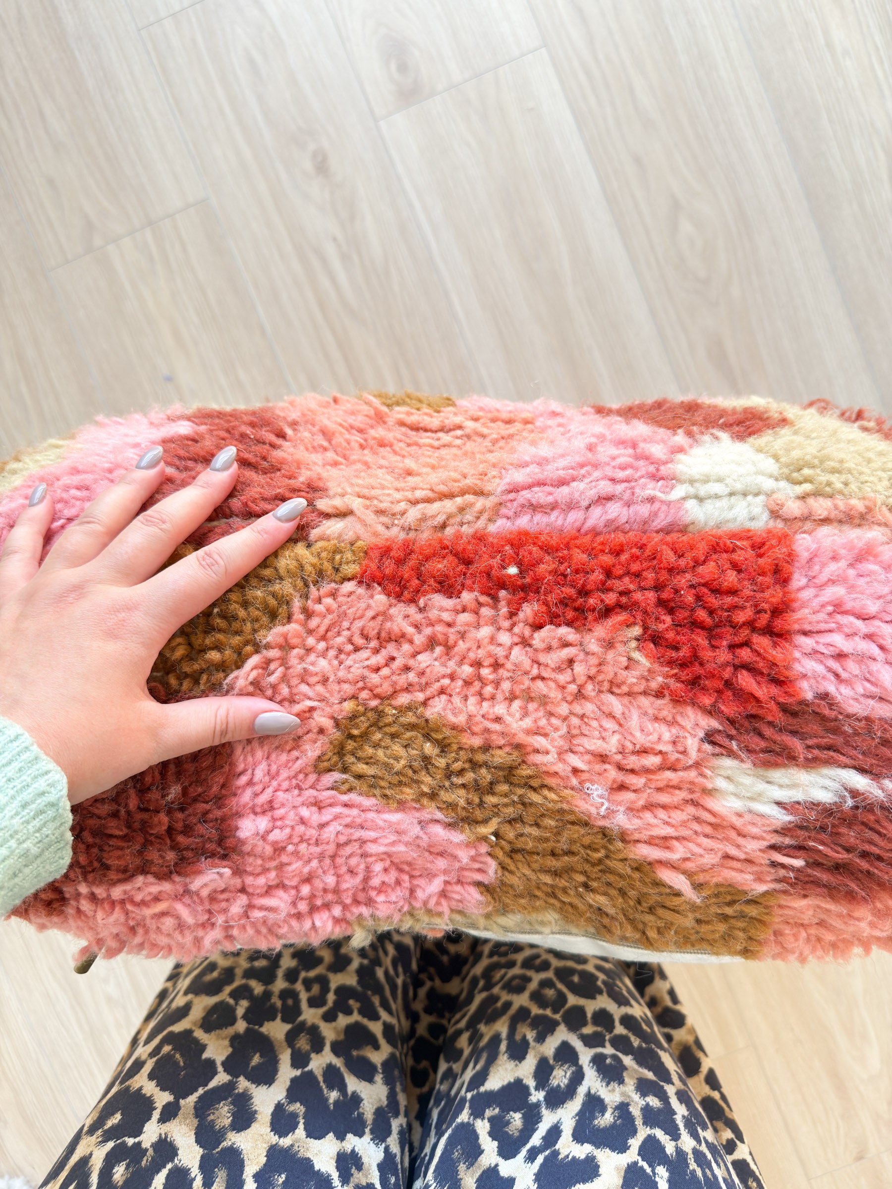 Marokkanischer Pouf, bunter Berber-Pouf - 60 x 60 cm - Nr. 25