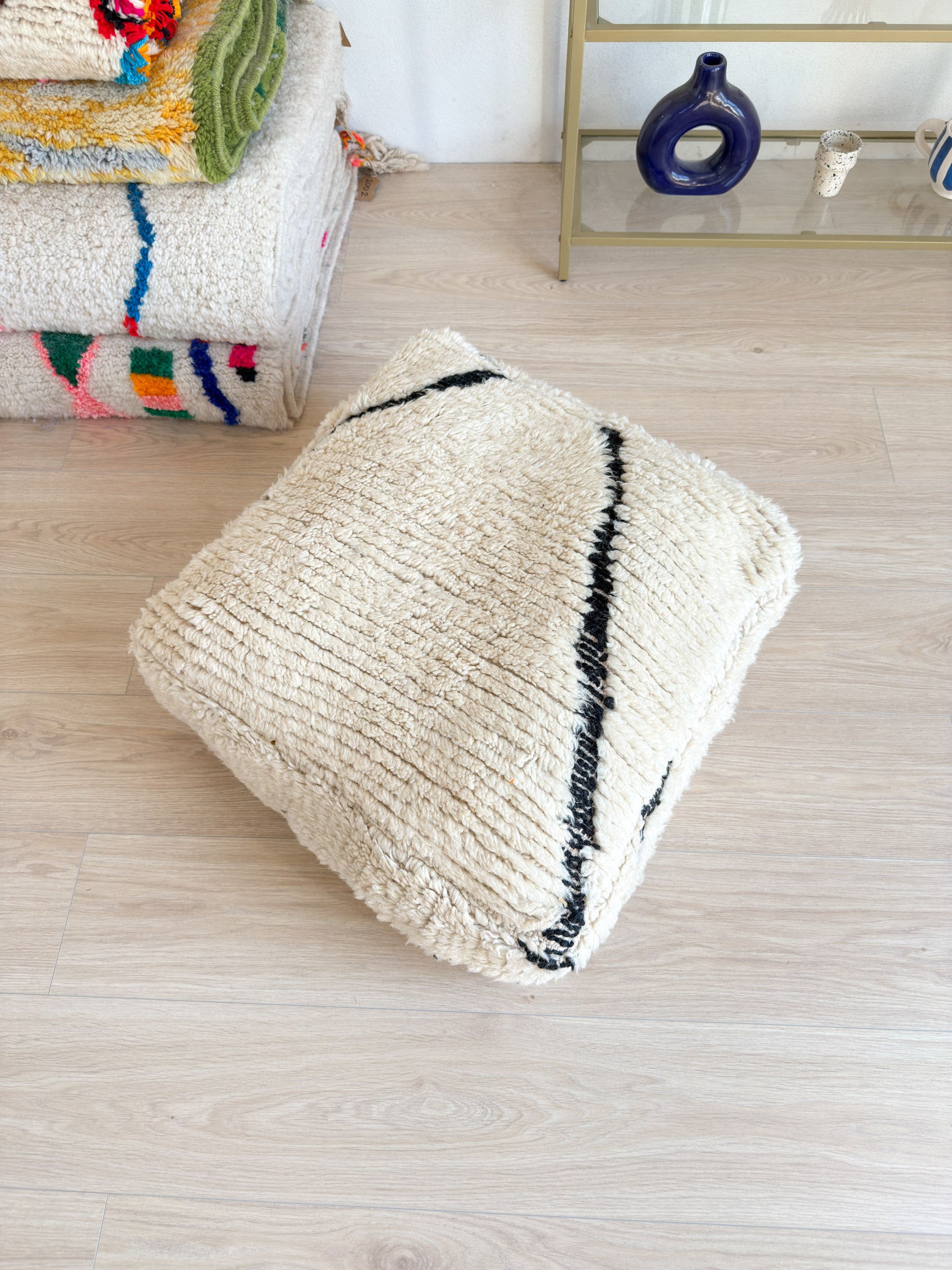 Moroccan pouf, colorful Berber pouf - 60 x 60 cm - n°65