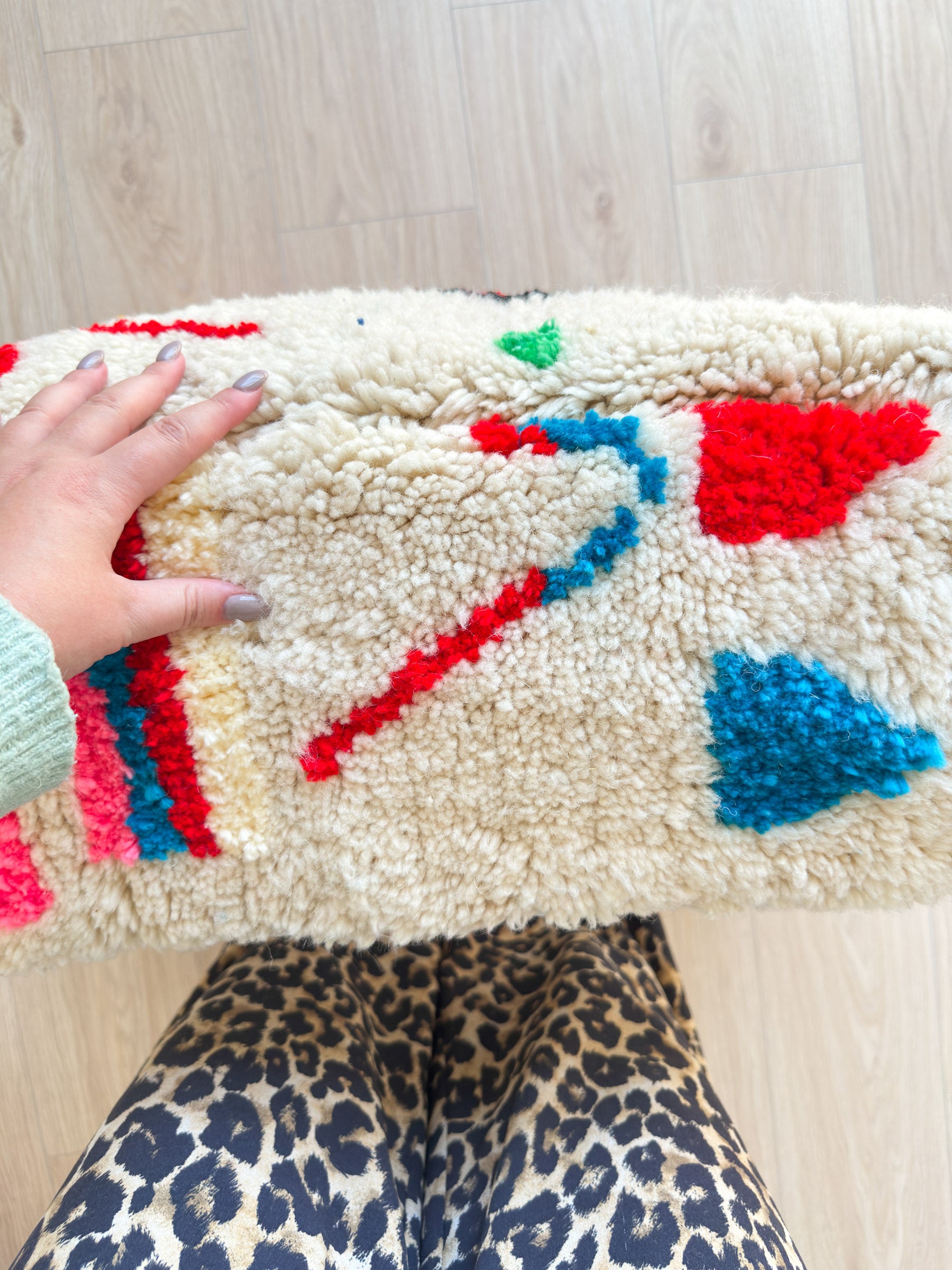 Moroccan pouf, colorful Berber pouf - 60 x 60 cm - n°63