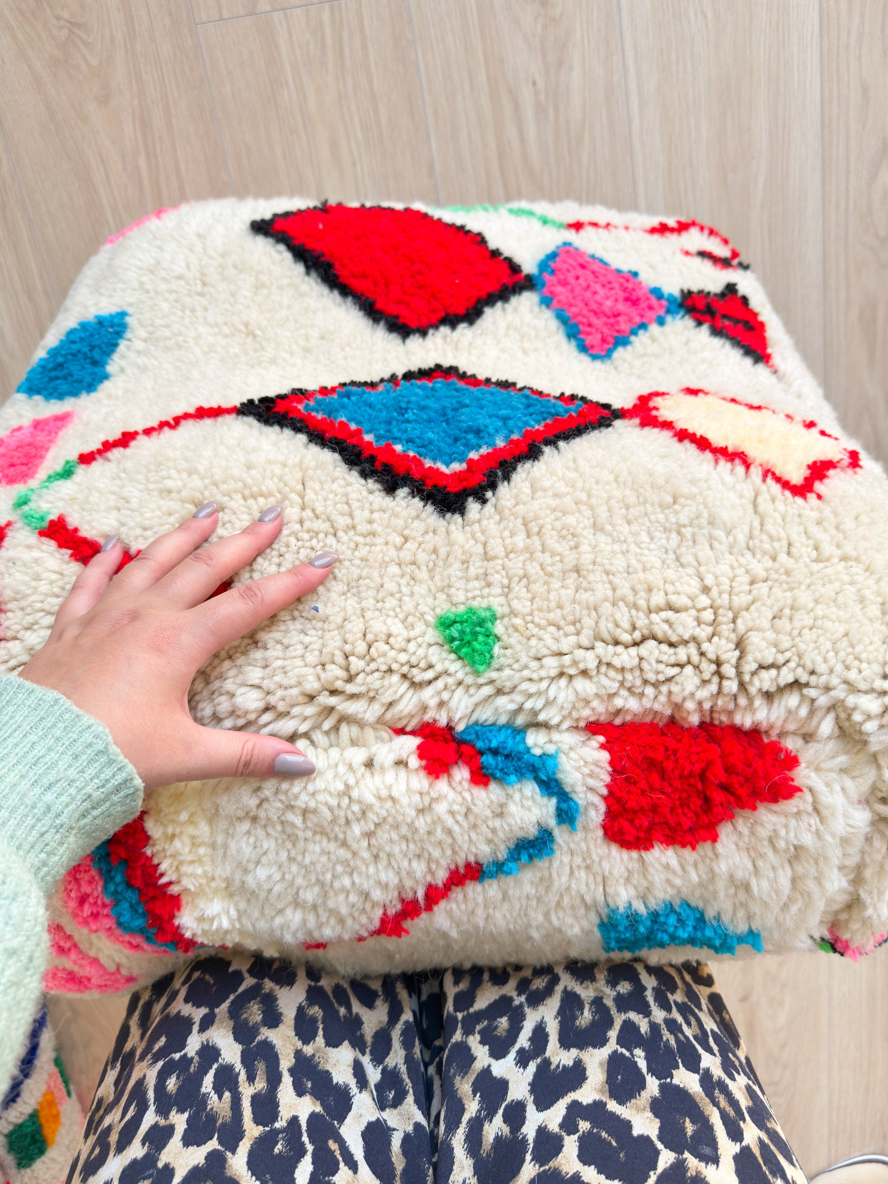 Moroccan pouf, colorful Berber pouf - 60 x 60 cm - n°63