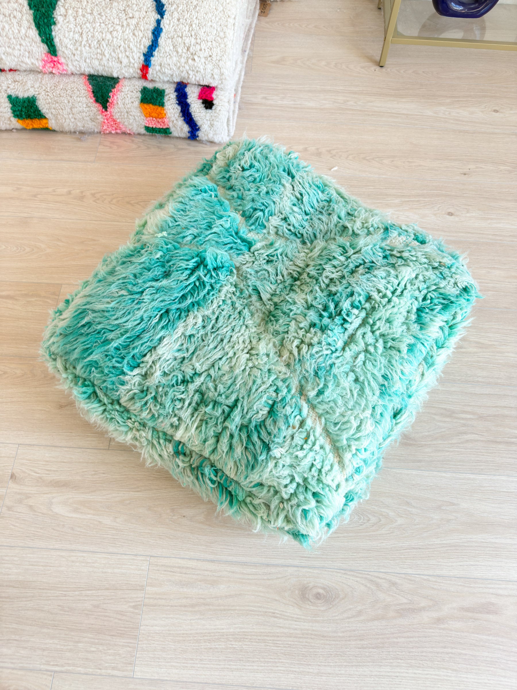 Marokkanischer Pouf, bunter Berber-Pouf - 60 x 60 cm - Nr. 61
