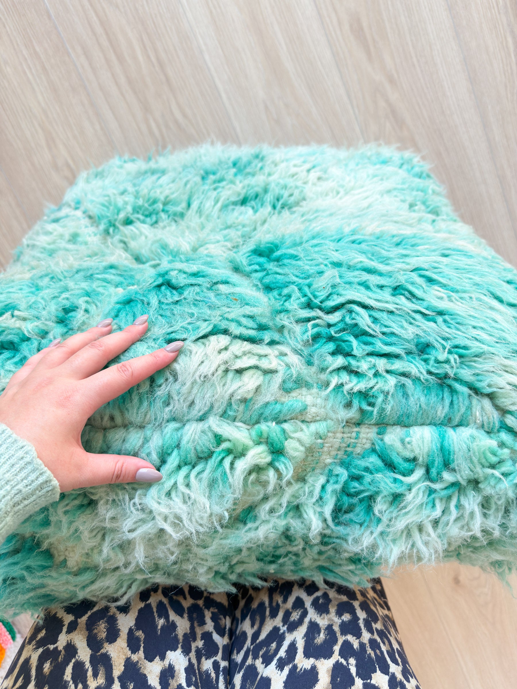 Marokkanischer Pouf, bunter Berber-Pouf - 60 x 60 cm - Nr. 61