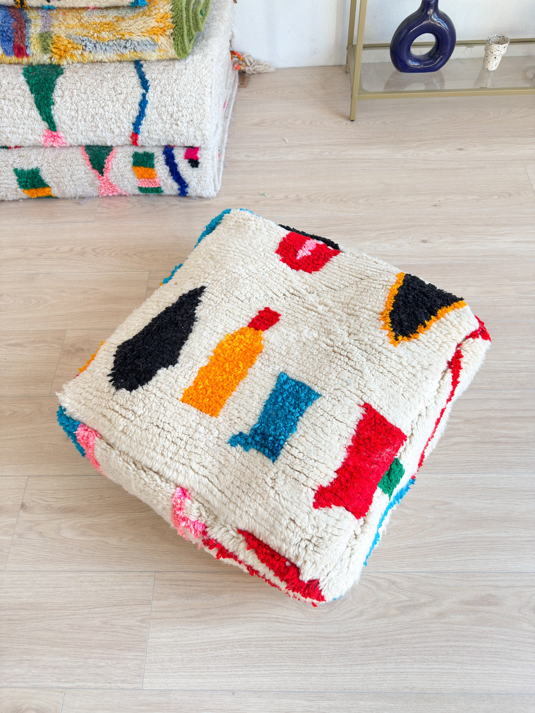 Pouf Marocain, pouf berbère coloré - 60 x 60 cm - n°27