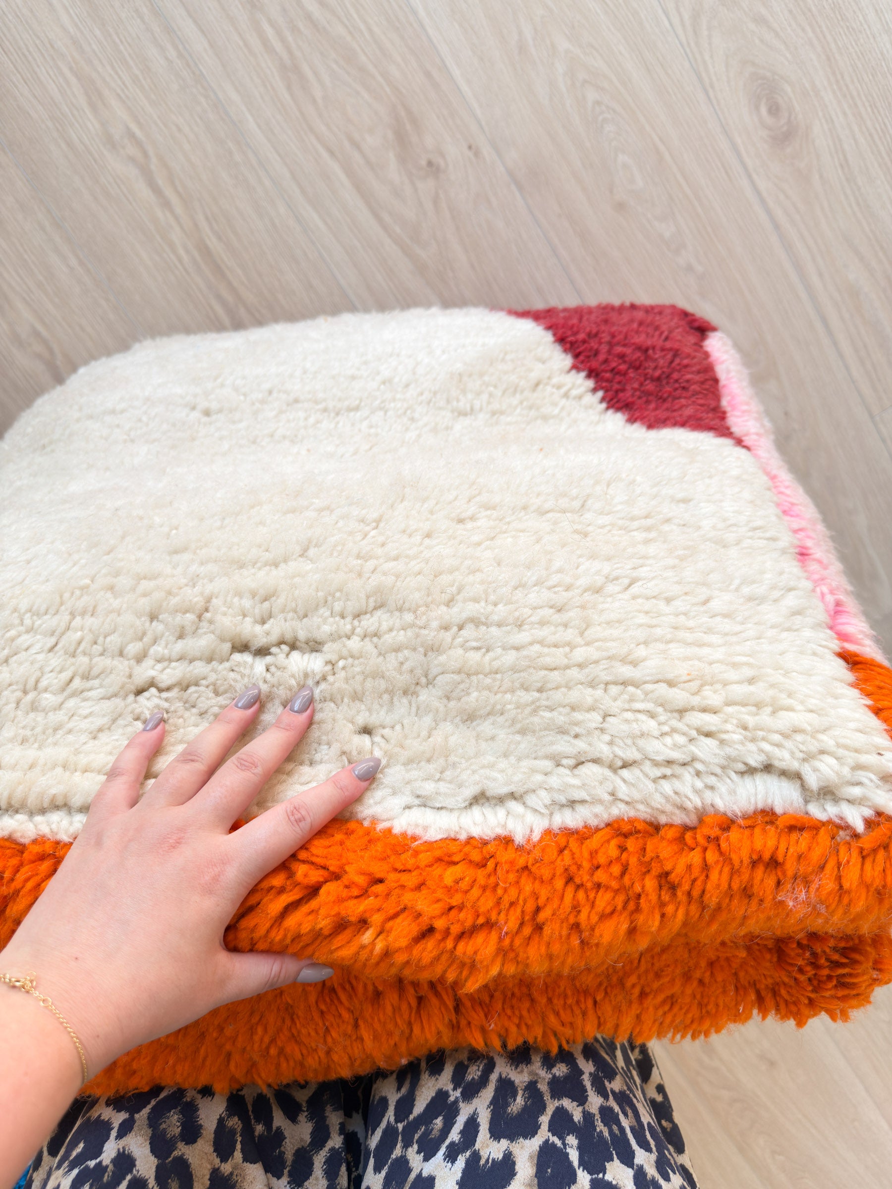 Moroccan pouf, colorful Berber pouf - 60 x 60 cm - n°34