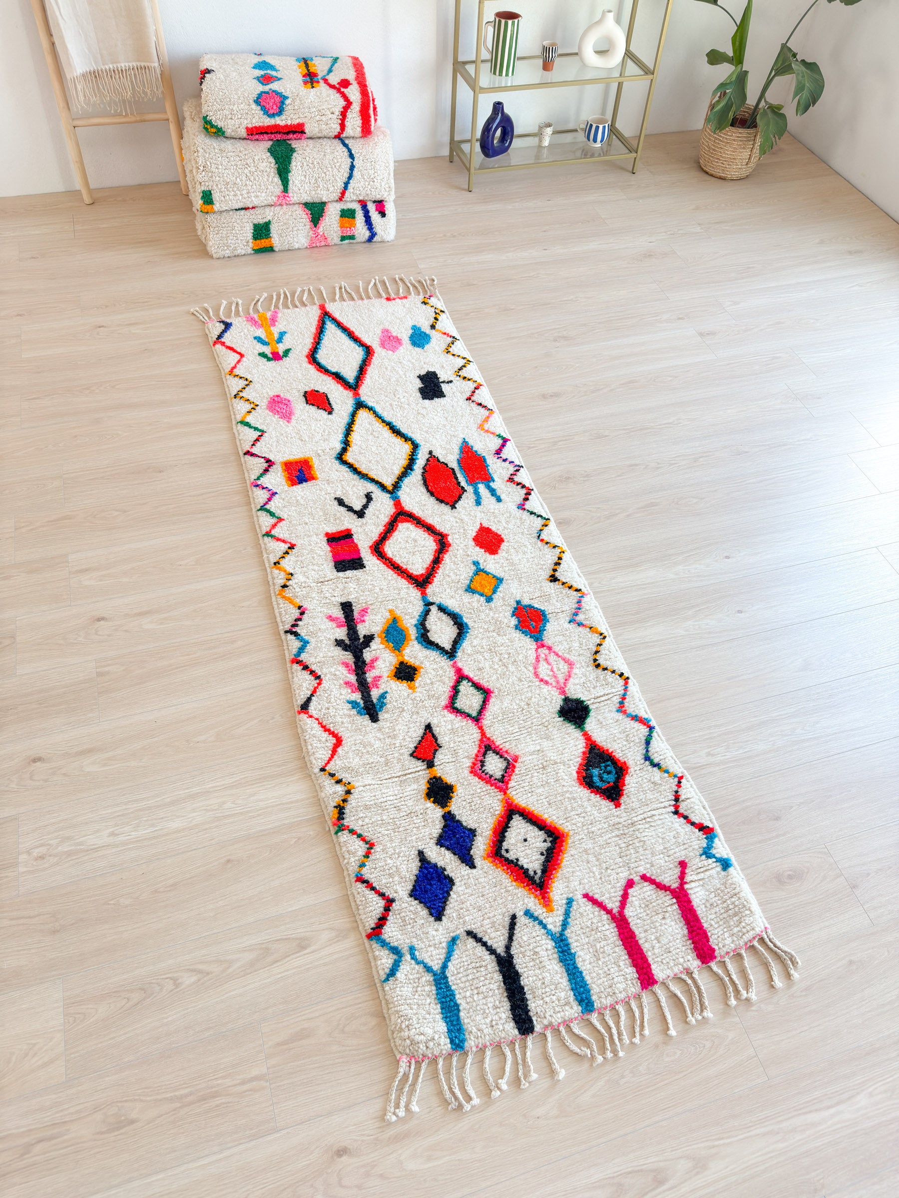 Tapis de couloir berbère coloré 86 x 277 cm - n°2181