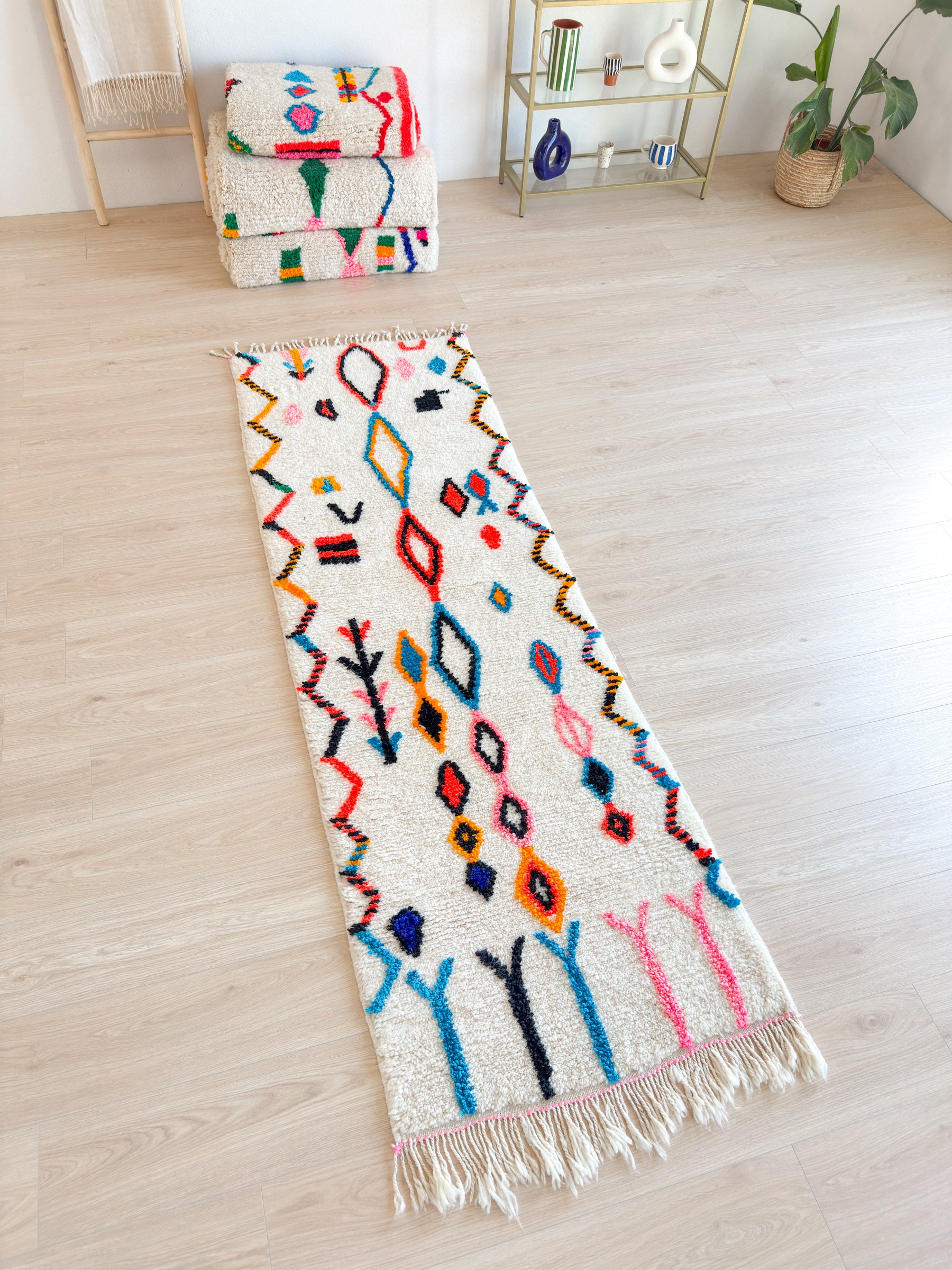 Colorful Berber runner rug 79 x 257 cm - no. 2167