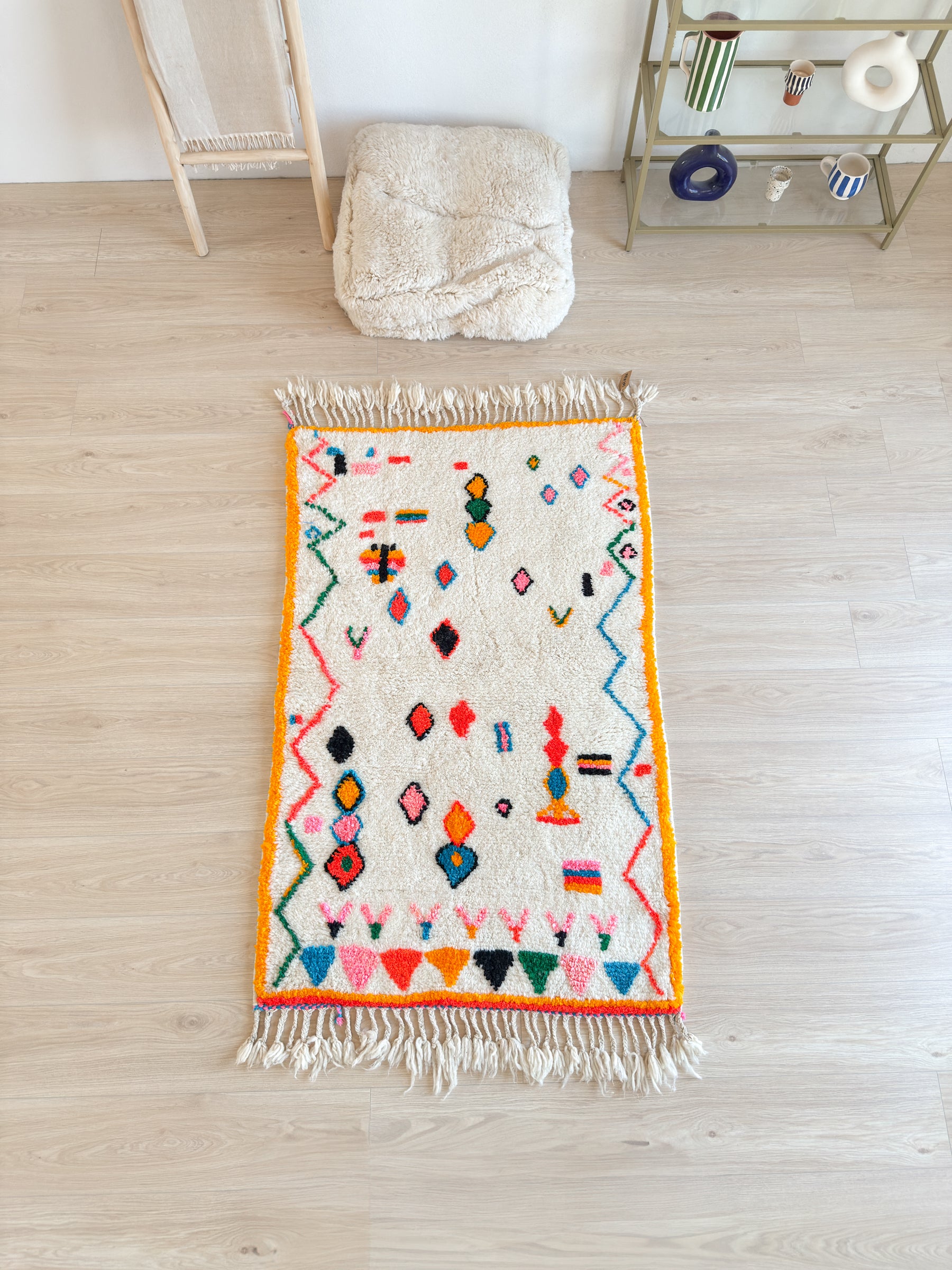 Bunter Berberteppich 102 x 176 cm - Nr. 2585