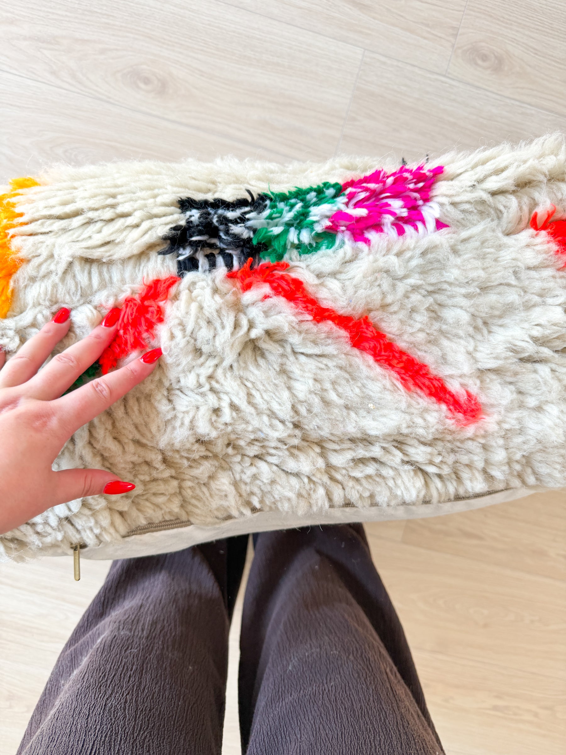 Draft - Moroccan pouf, colorful Berber pouf - 60 x 60 cm - No. 128