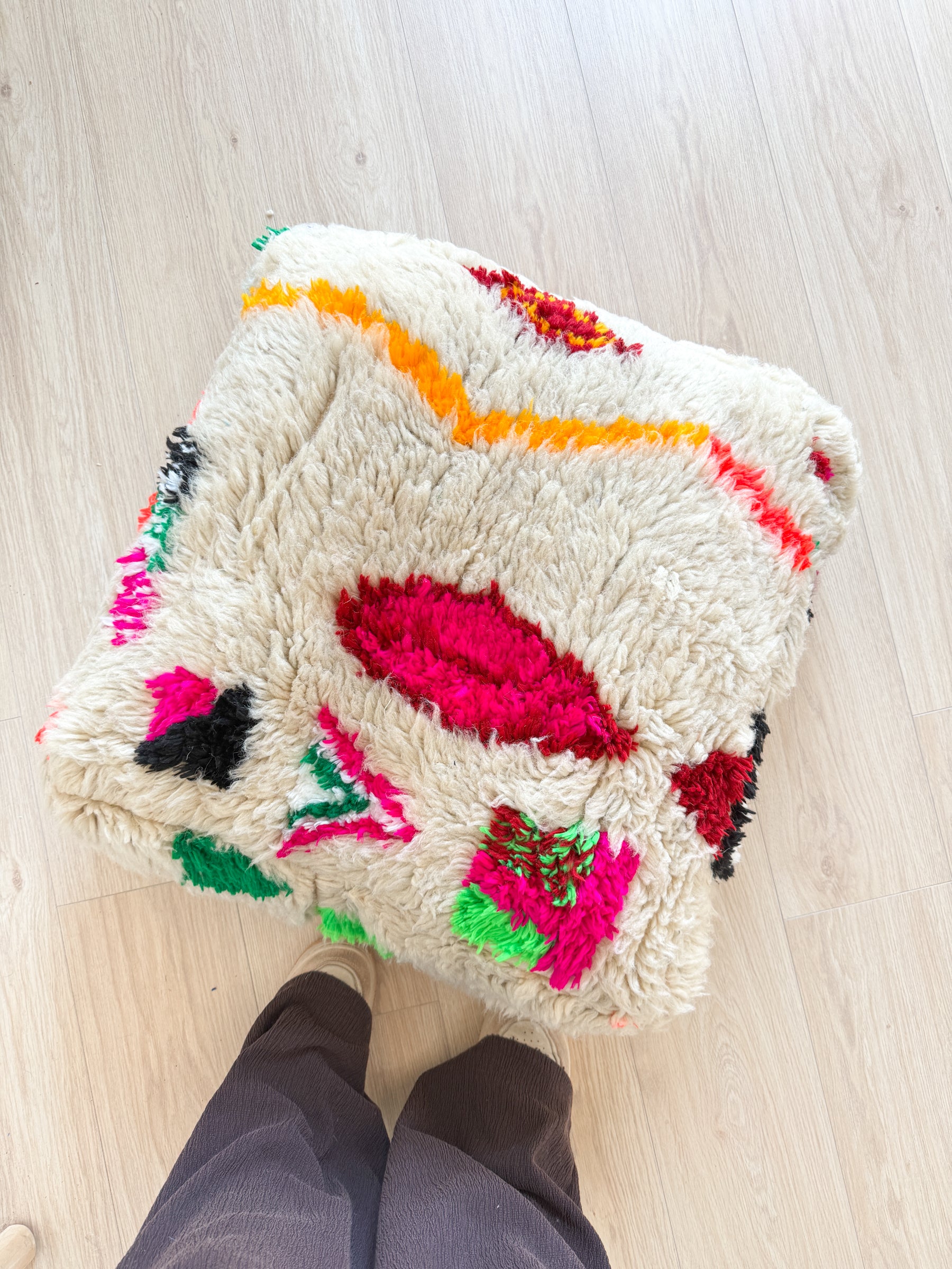Draft - Moroccan pouf, colorful Berber pouf - 60 x 60 cm - No. 128