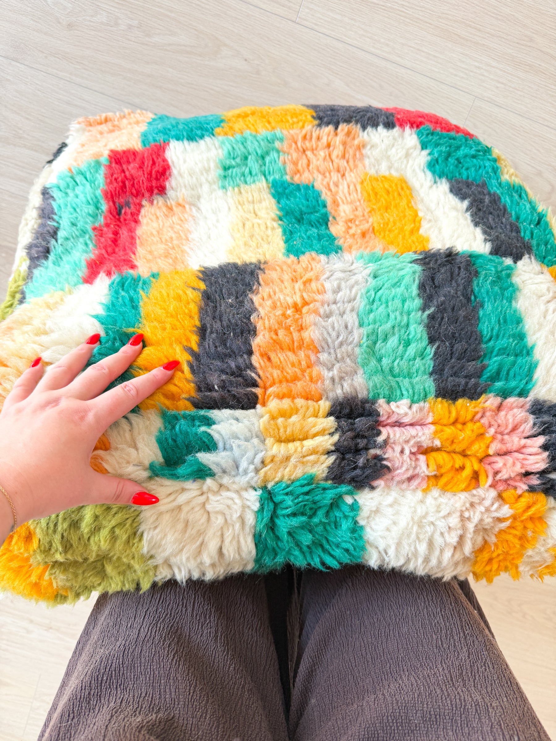 Concept - Marokkaanse Poef, kleurrijke Berber poef - 60 x 60 cm - n°139