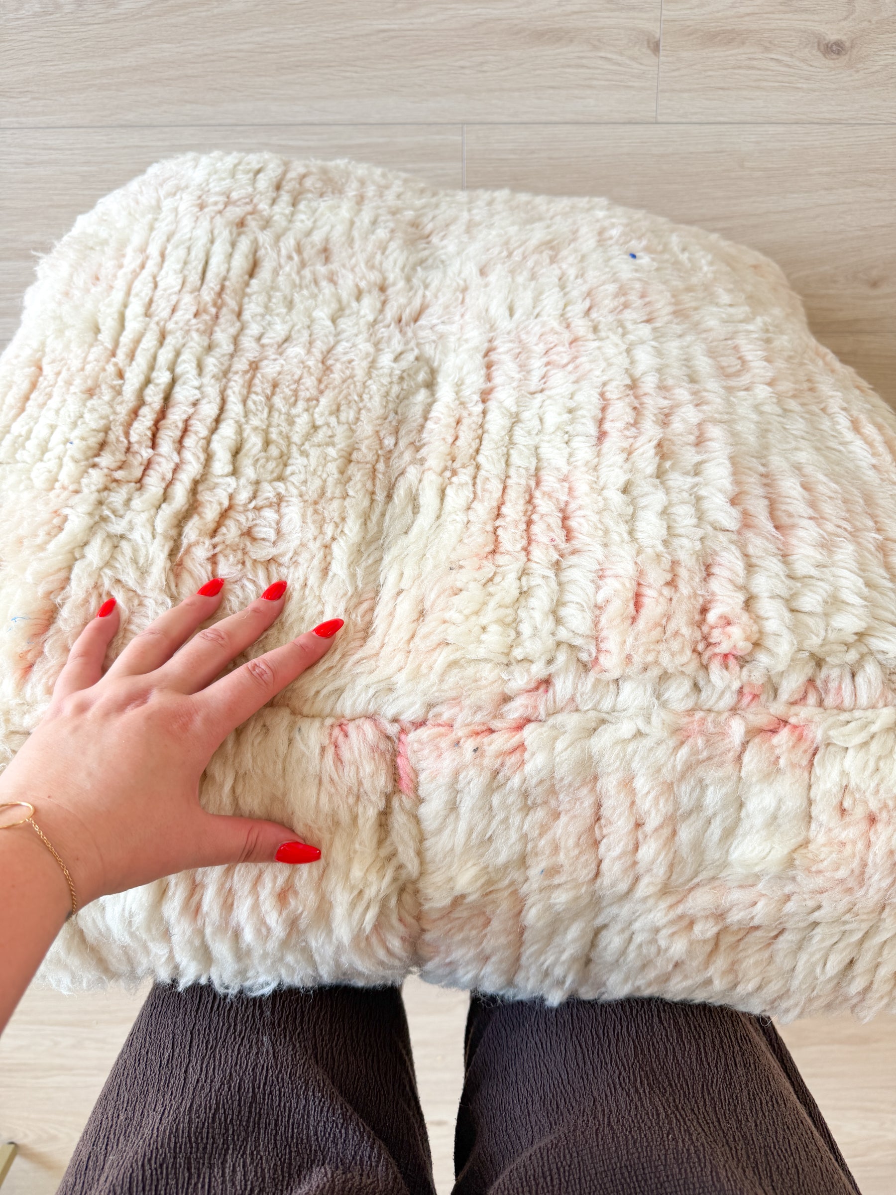 Entwurf – Marokkanischer Pouf, farbenfroher Berber-Pouf – 60 x 60 cm – Nr. 121