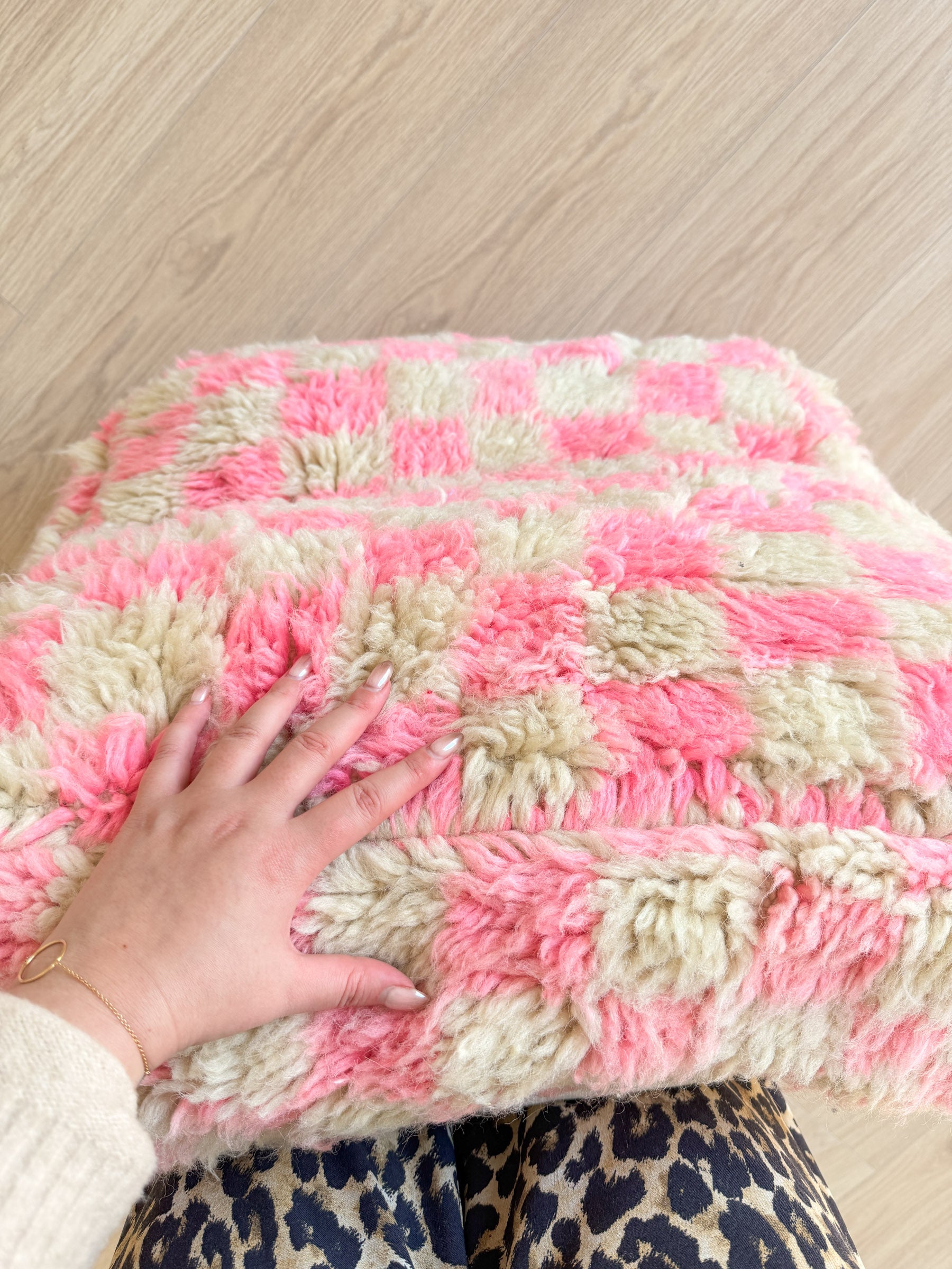 Marokkanischer Pouf, bunter Berber-Pouf - 60 x 60 cm - Nr. 87