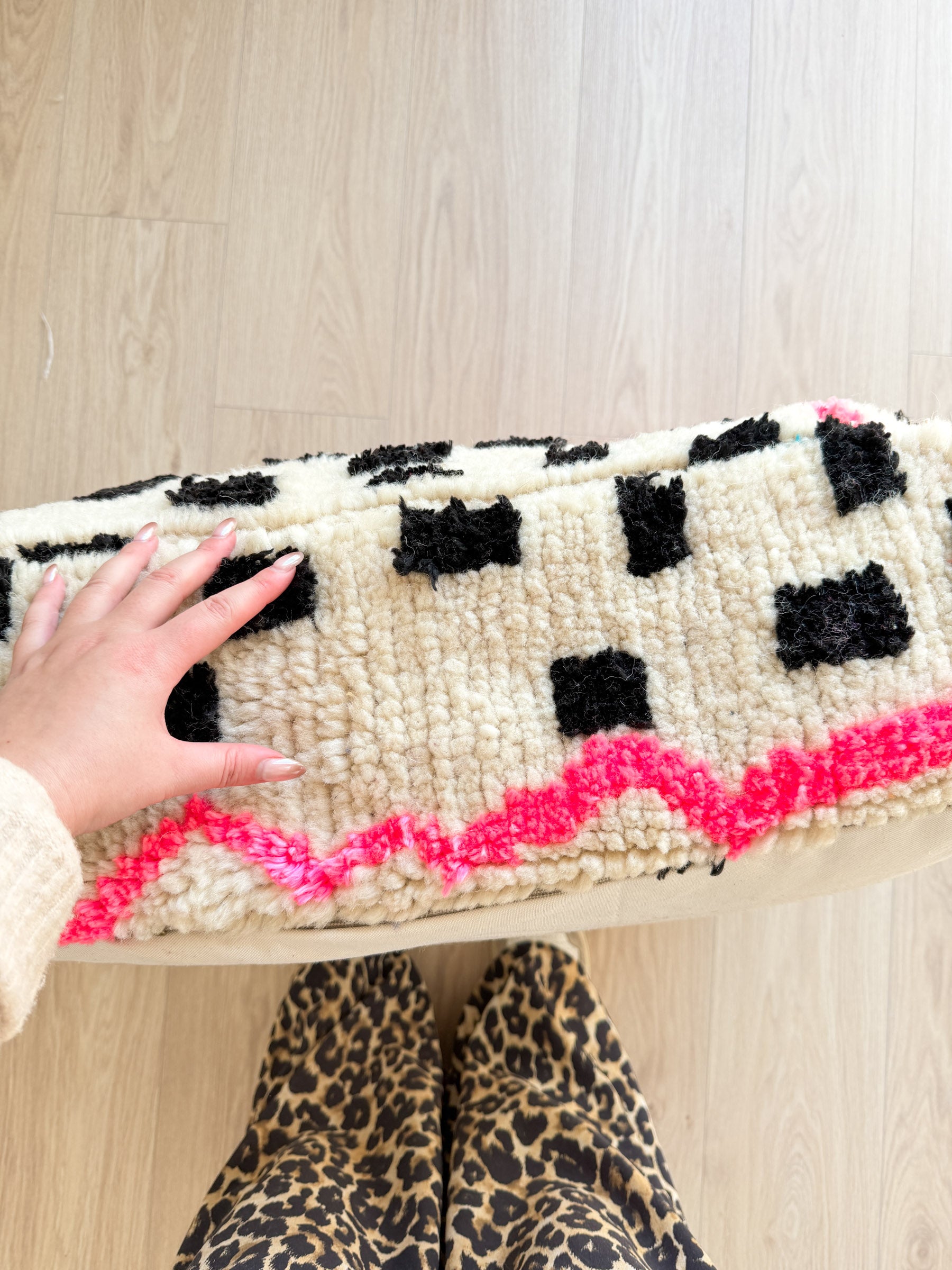 Moroccan pouf, colorful Berber pouf - 60 x 60 cm - n°86