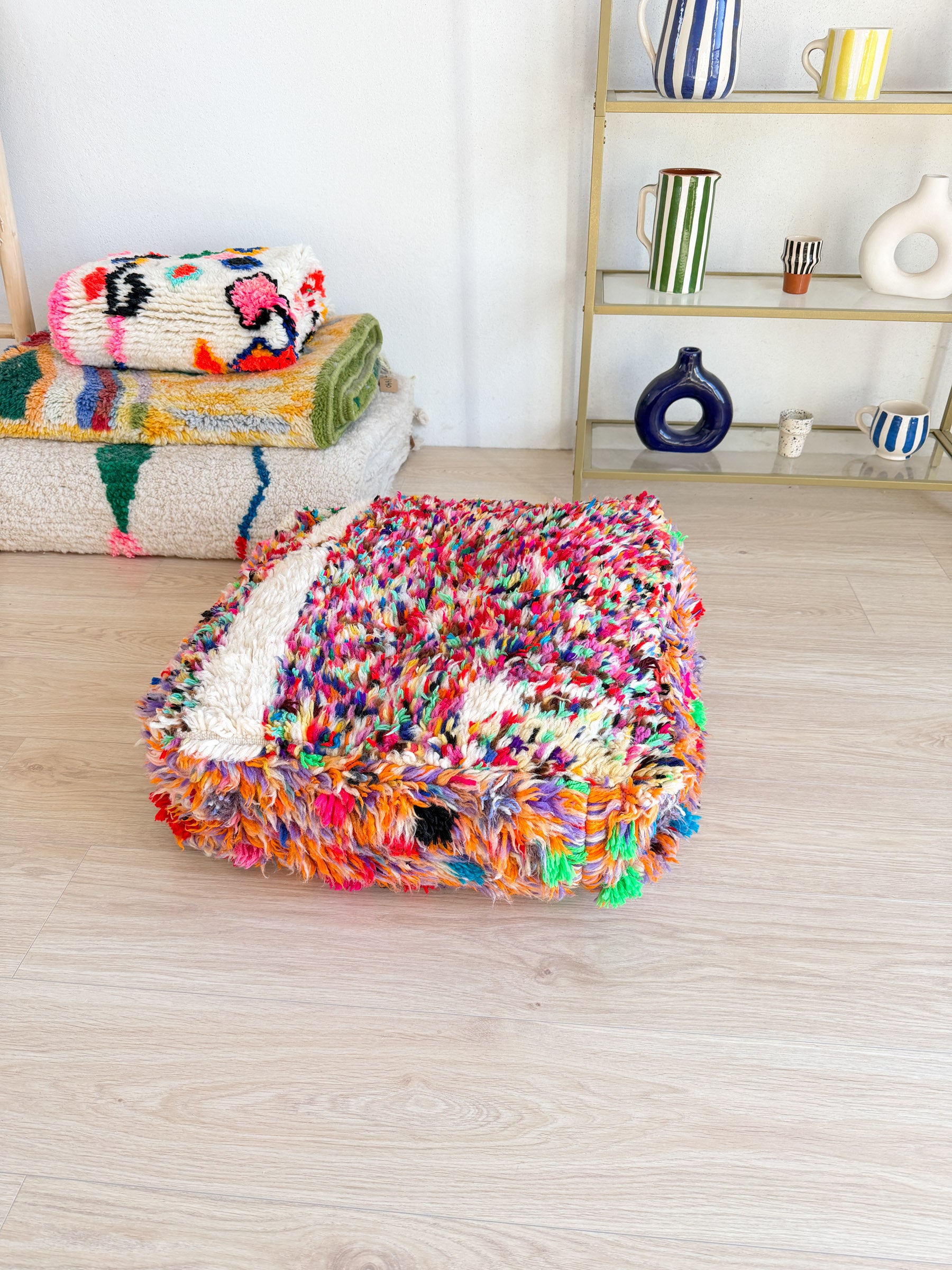 Moroccan pouf, colorful Berber pouf - 60 x 60 cm - n°84